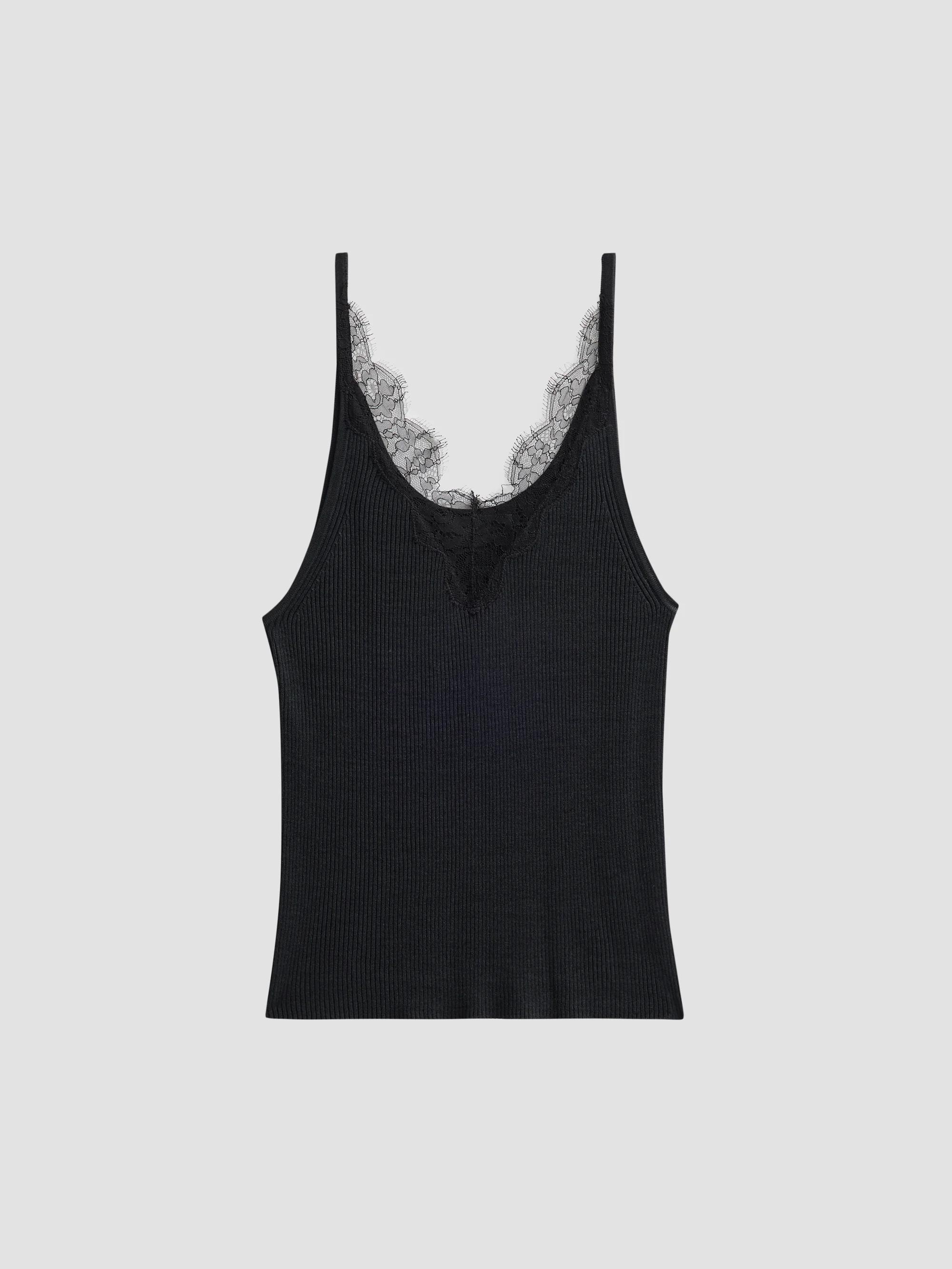 Women's Aronia Silk Sweater Tank - Black - Size XL