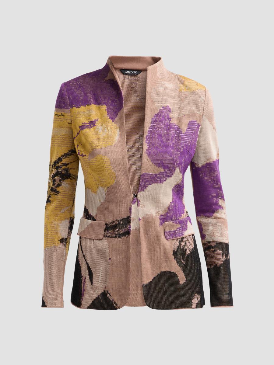 Misook Women's Floral Jacquard Knit Jacket In Charmeuse Fresh Purple