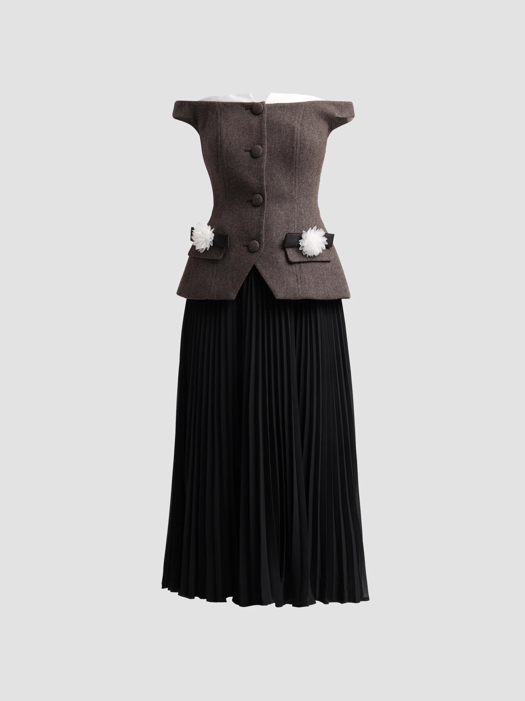 Self-Portrait Tinsel Bouclé Chiffon Midi-Dress