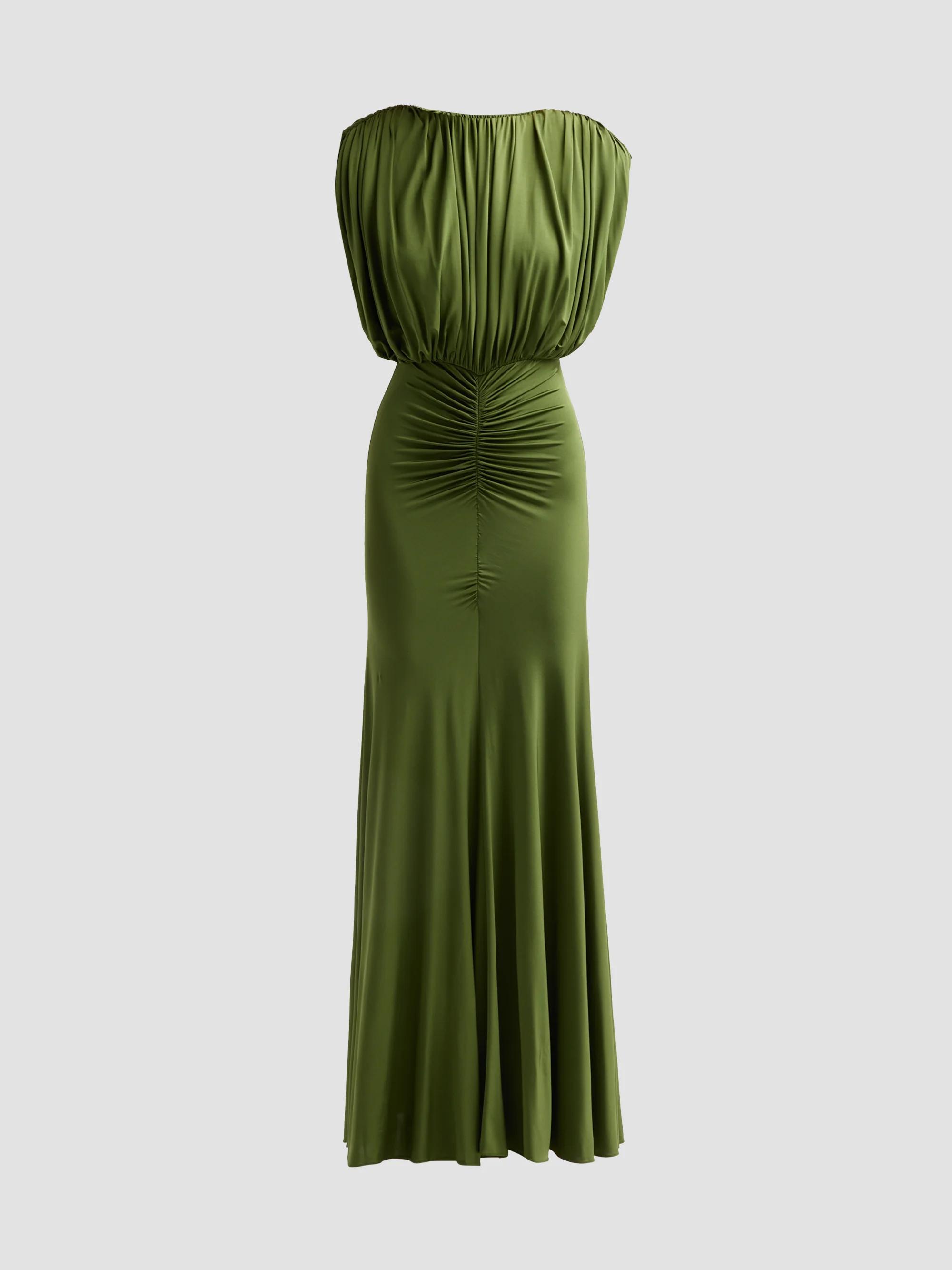 Gathered Jersey Maxi Dress