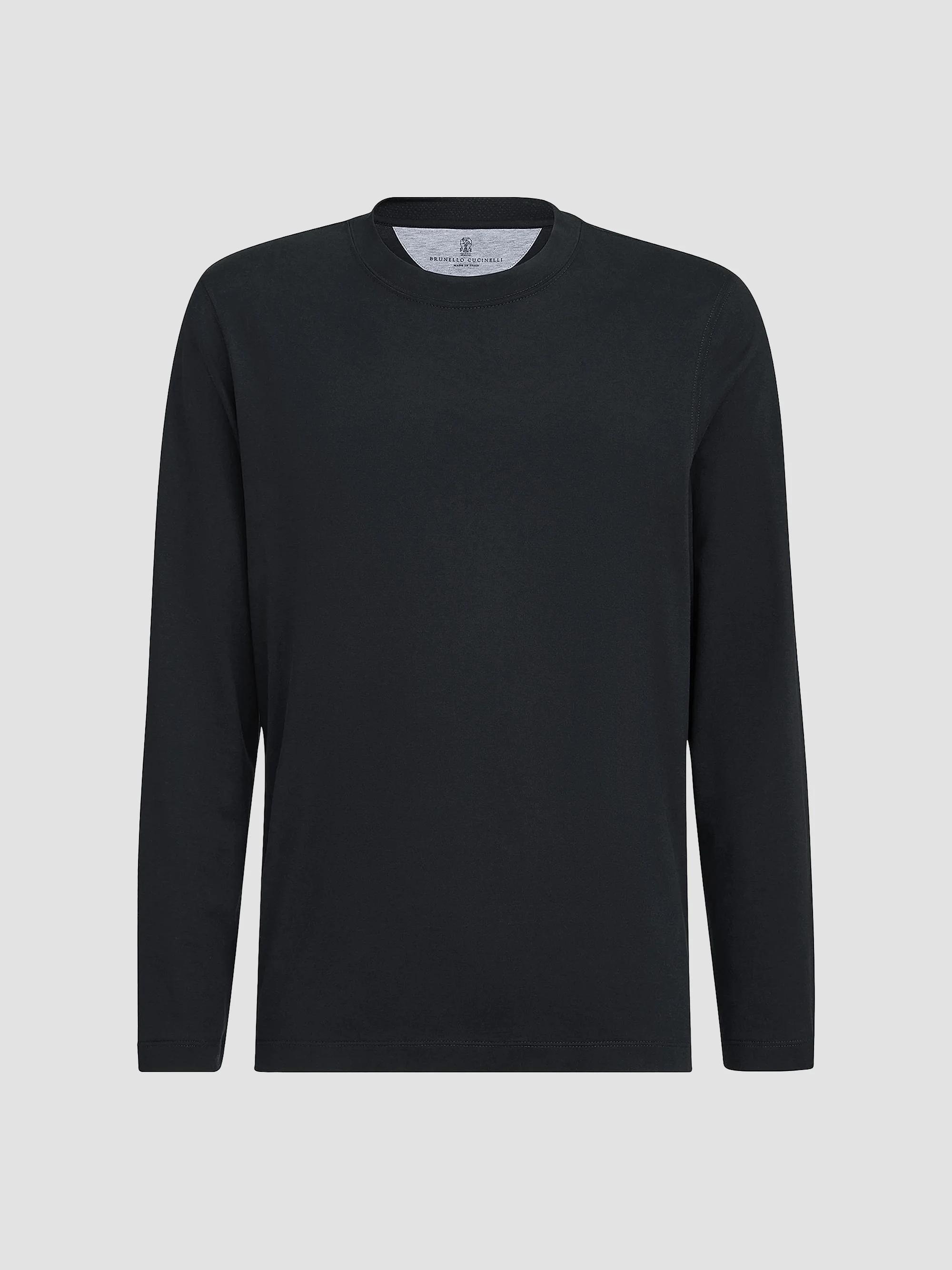 Brunello Cucinelli Cotton Jersey Long Sleeve Mock Neck T-Shirt