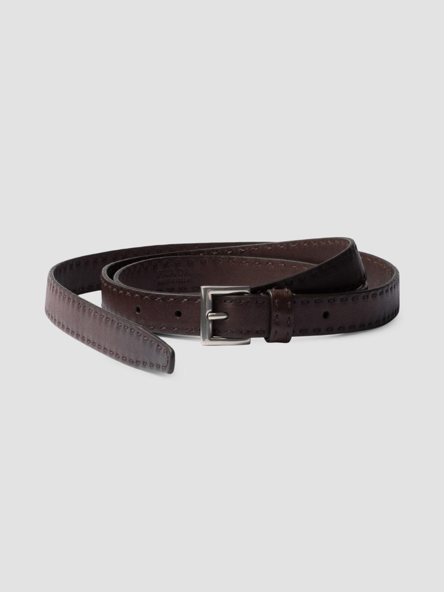 Prada Women's Antiqued Leather Belt In Brown