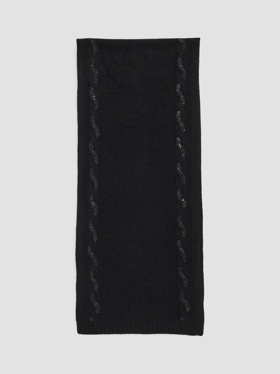Sofia Cashmere Women's Crystal-embellished Cable-knit Cashmere Scarf In Black