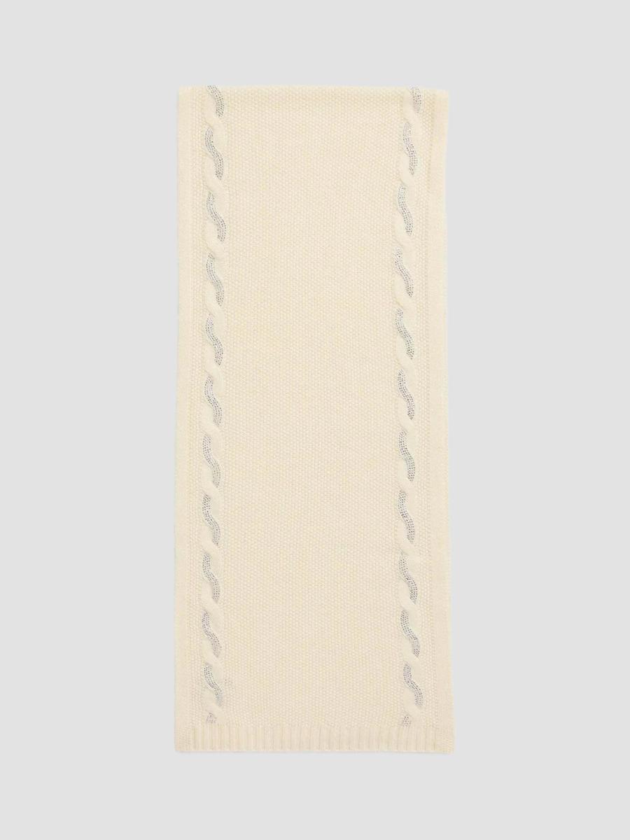Sofia Cashmere Women's Crystal-embellished Cable-knit Cashmere Scarf In Ivory