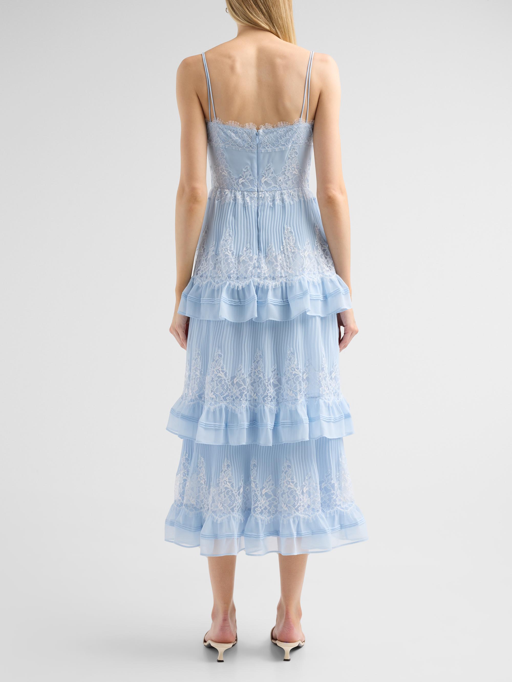 Chiffon Lace Tiered Midi Dress