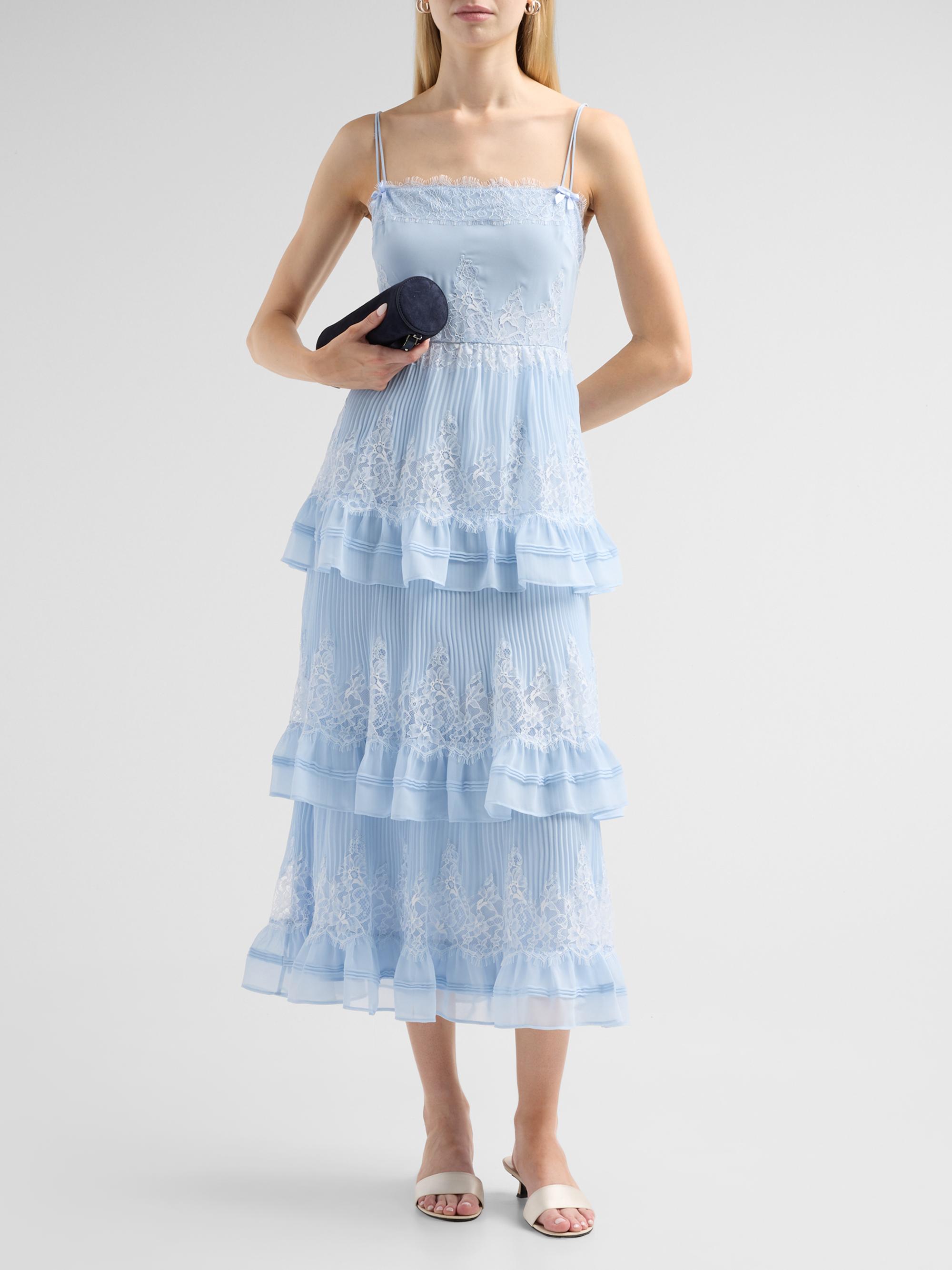 Chiffon Lace Tiered Midi Dress
