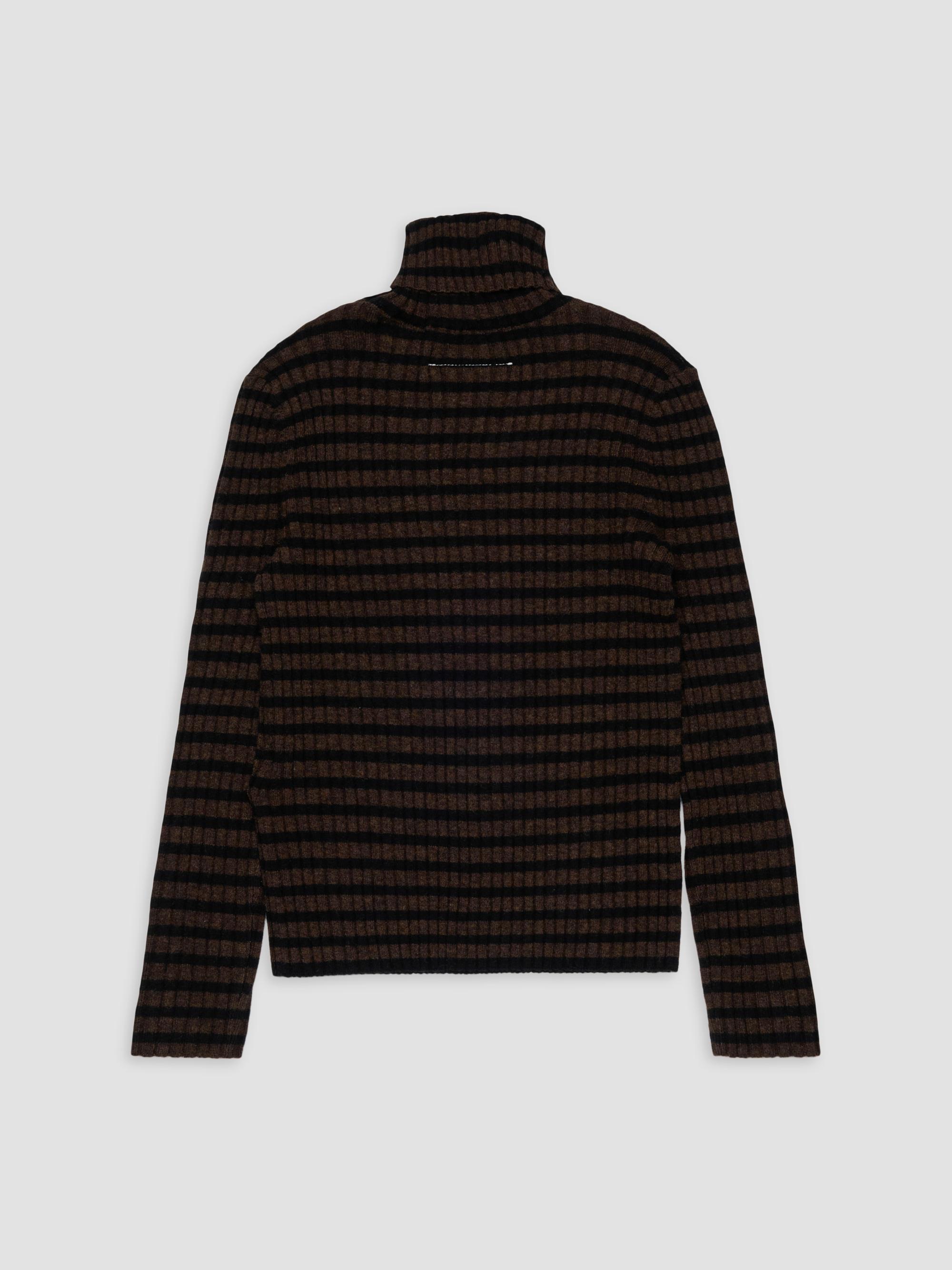 Maison Margiela Little Kid's & Kid's Striped Jersey Turtleneck Sweater - Striped Brown | Thumbnail 2