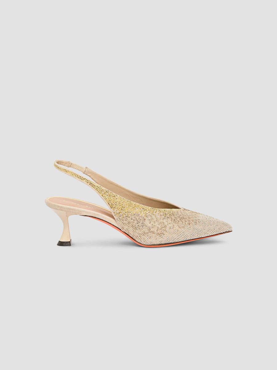 Santoni Women's 55mm Leather Slingback Pumps In Gold