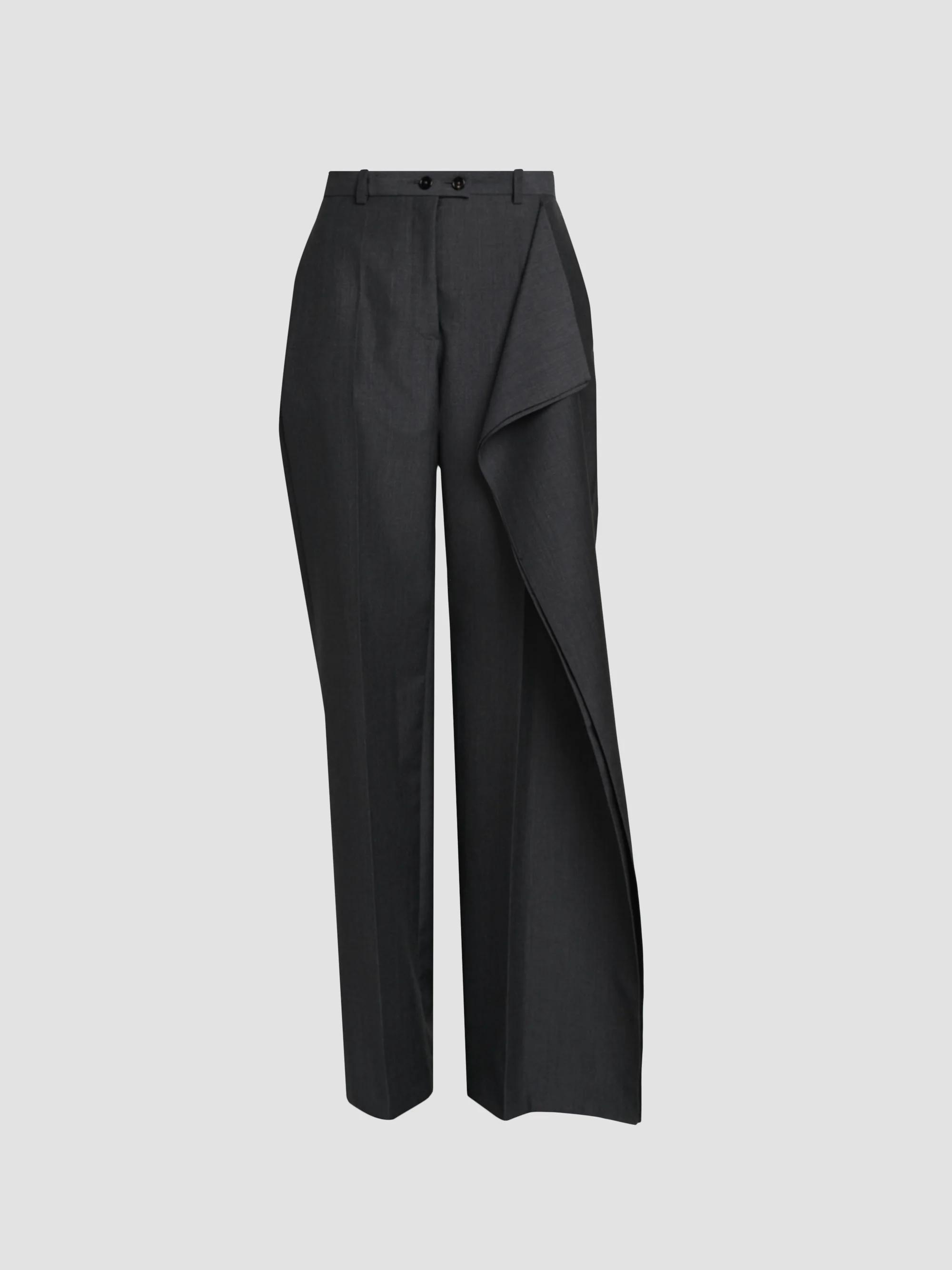 Jil Sander Women's Asymmetric Ruffle Wool-Mohair Trousers - Fog - Size 10