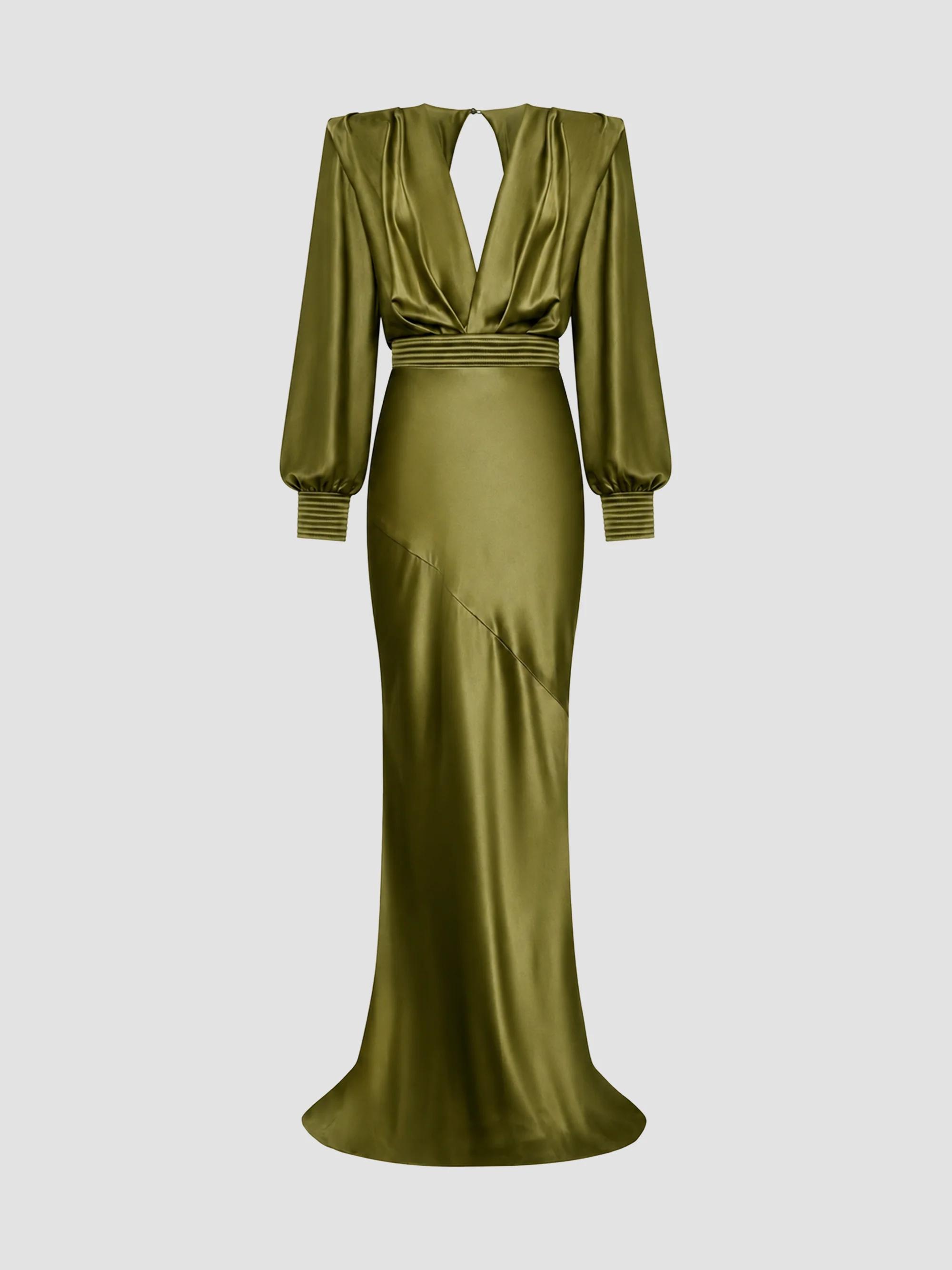 ganni green zebra dress Zebra-Print Ruched Kate-2026/1/19