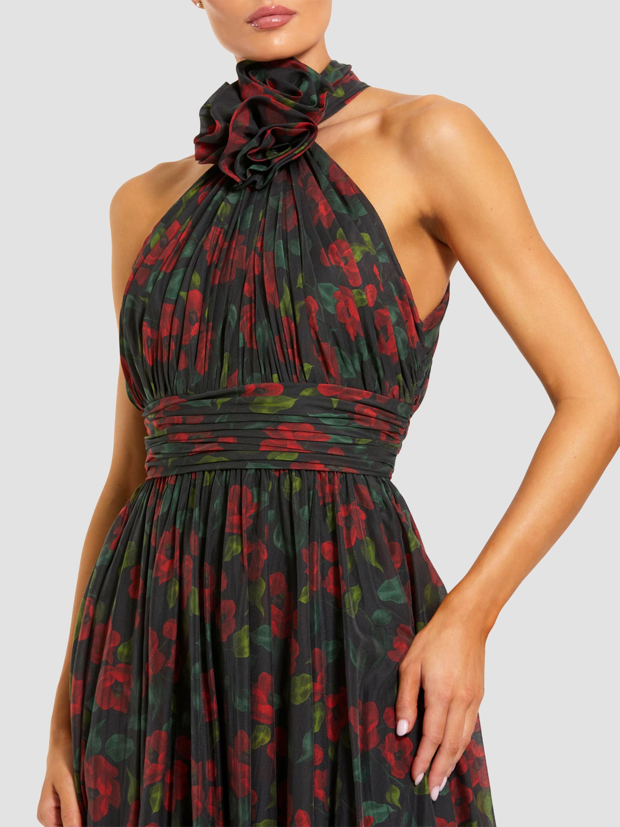 Mac Duggal Women's Floral Chiffon High Neck Gown - Black Multi | Thumbnail 3