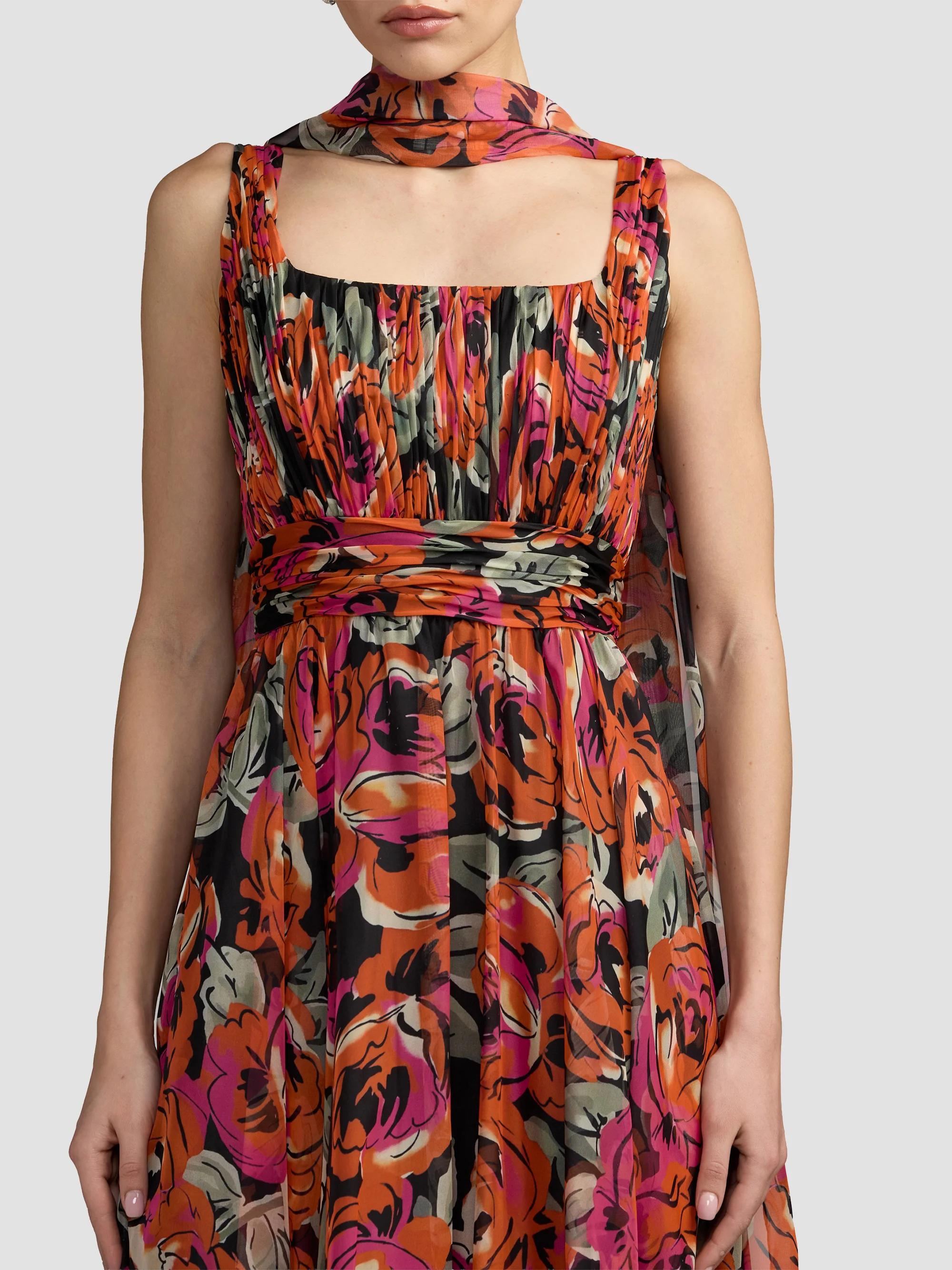 Floral Chiffon A-Line Gown