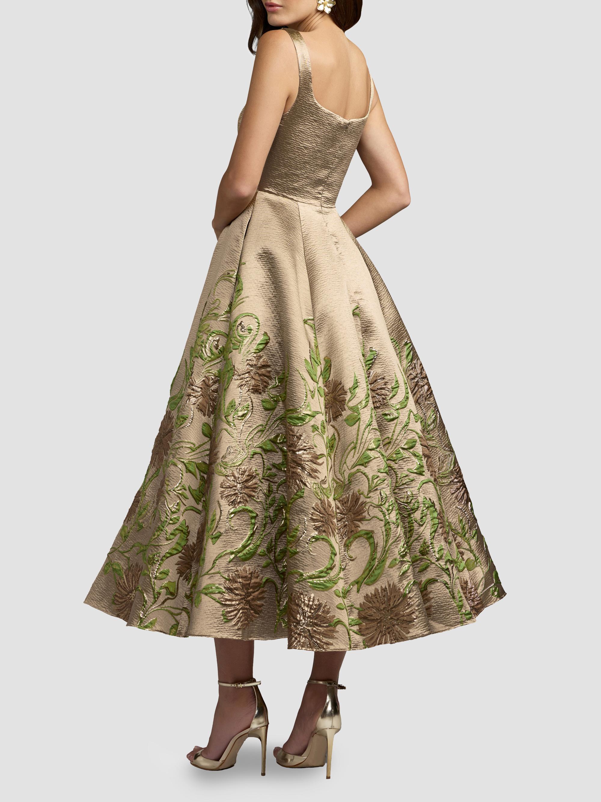 Mac Duggal Women's Floral Brocade Midi Dress - Gold | Thumbnail 2