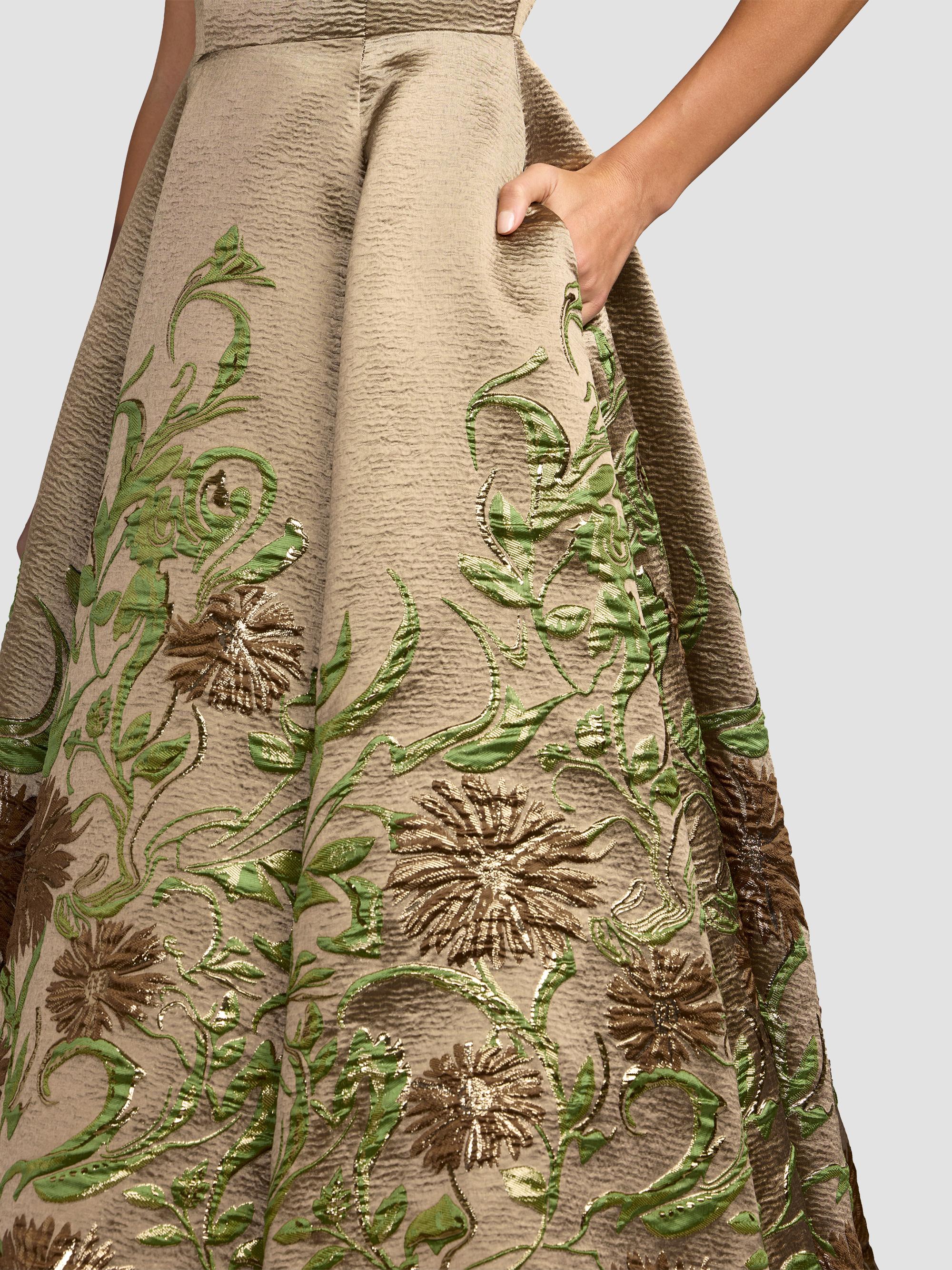 Mac Duggal Women's Floral Brocade Midi Dress - Gold | Thumbnail 4