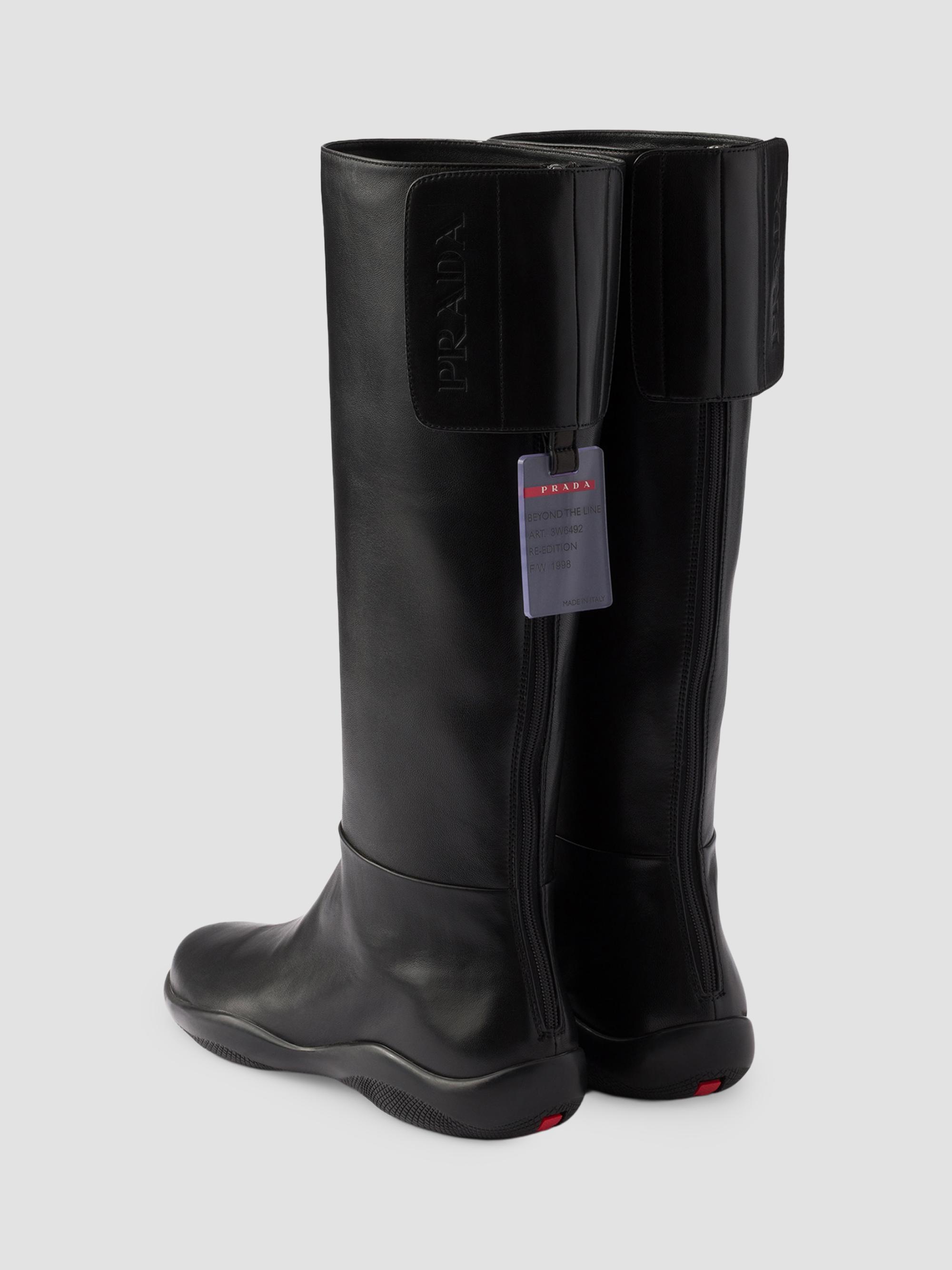 PRADAレザー ハーネス ロングブーツ ブラック早い者勝ち✨ Prada Toblach Nappa Leather Boots | Saks Fifth Avenue