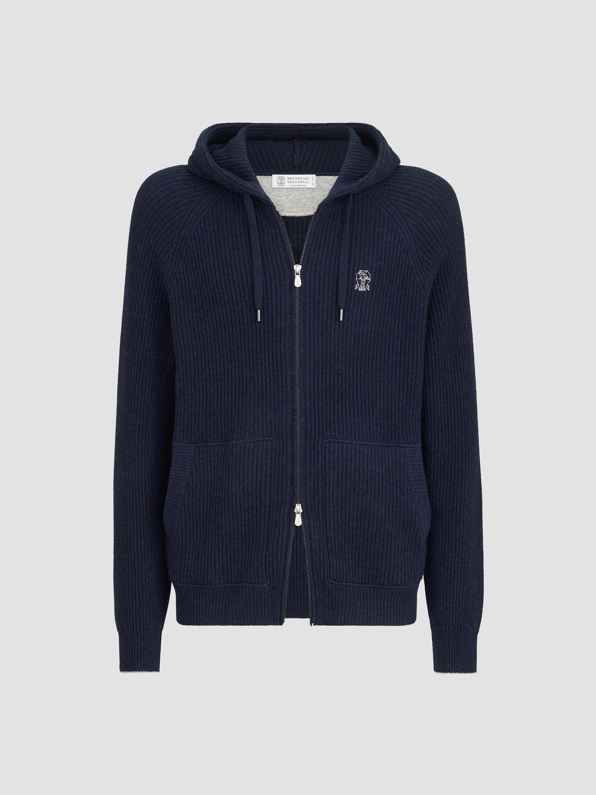 Brunello Cucinelli Cotton English Rib Knit Hooded Sweatshirt with