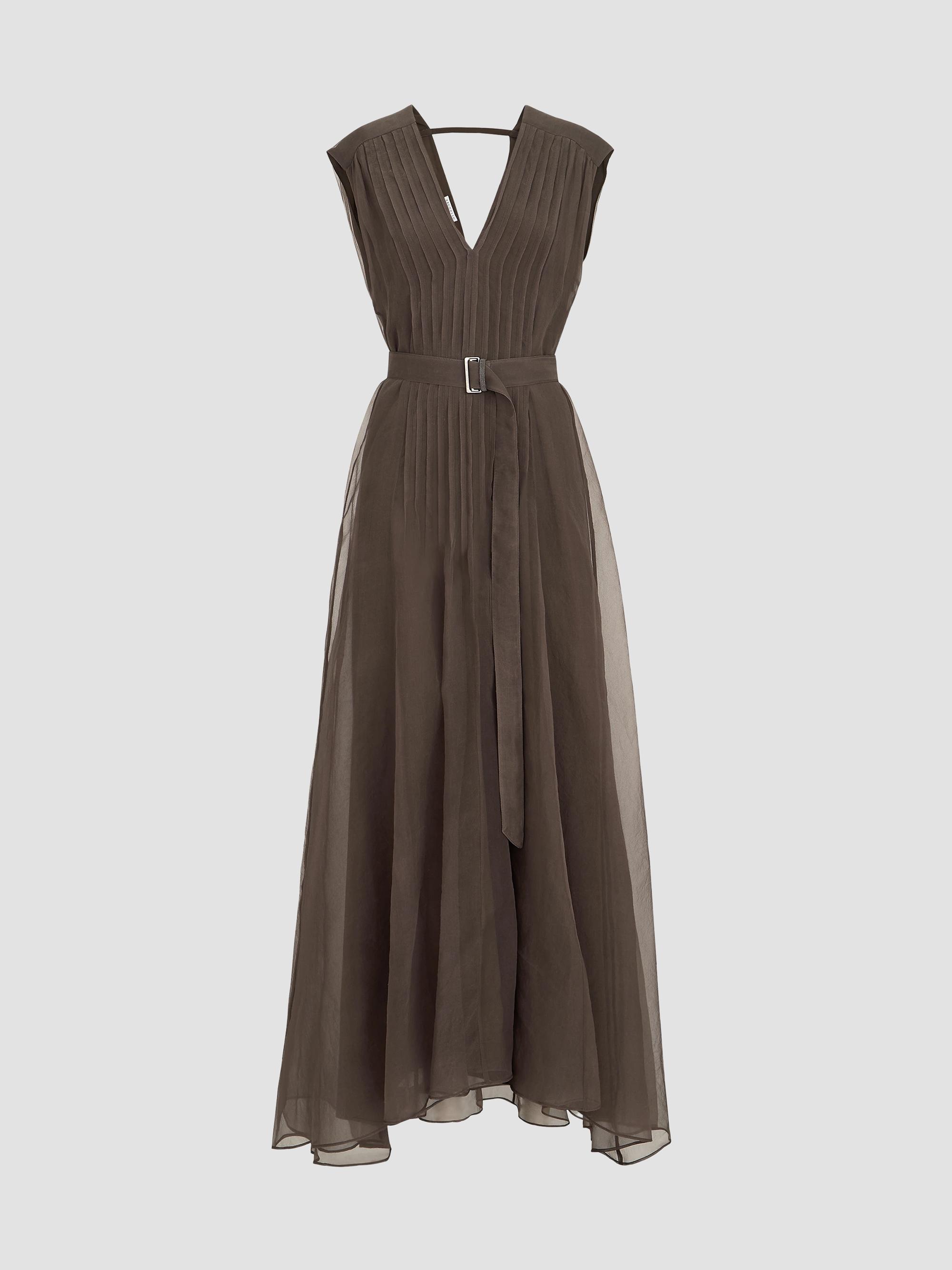 Crispy Silk Belted Dress
