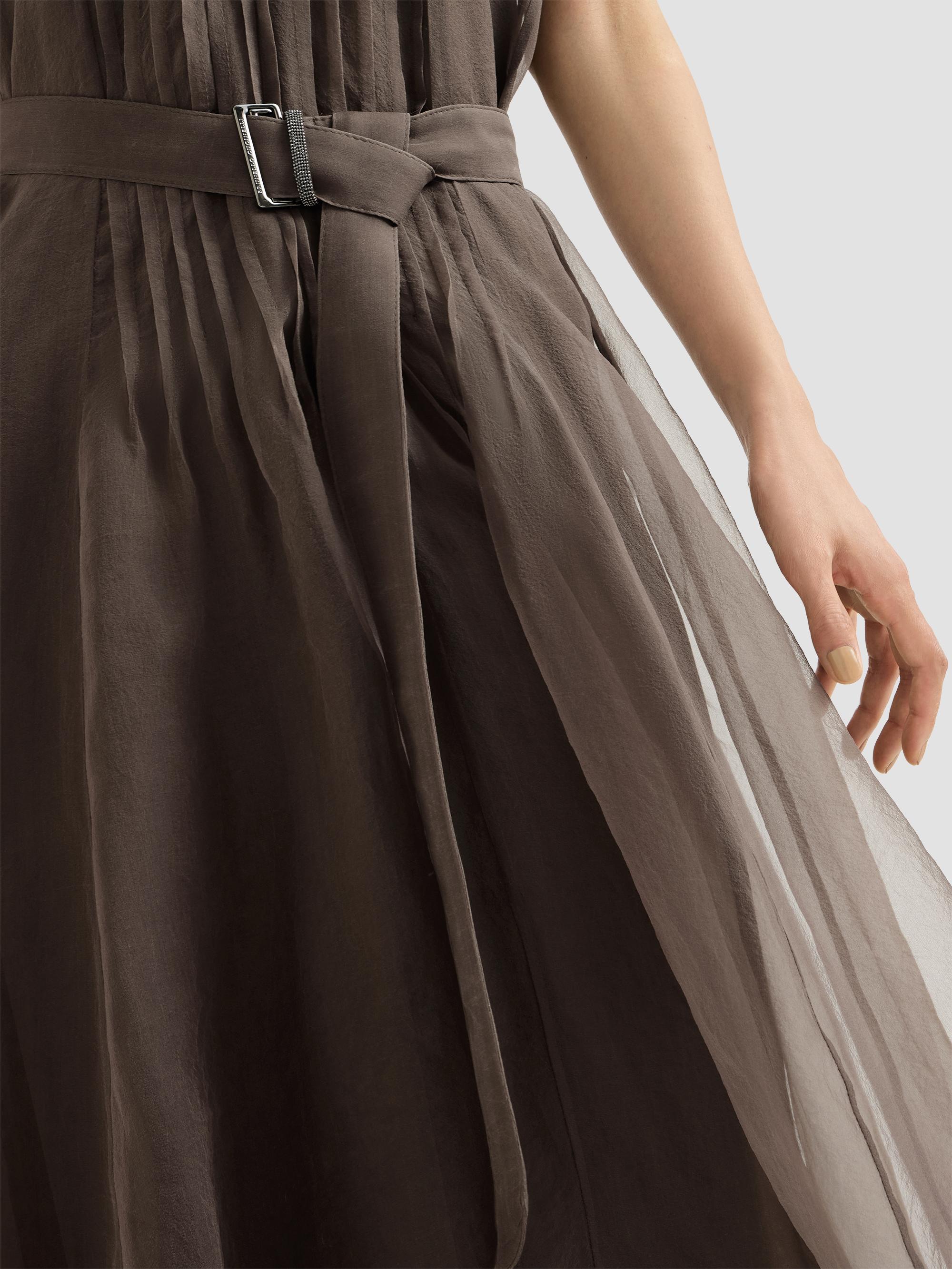 Crispy Silk Belted Dress