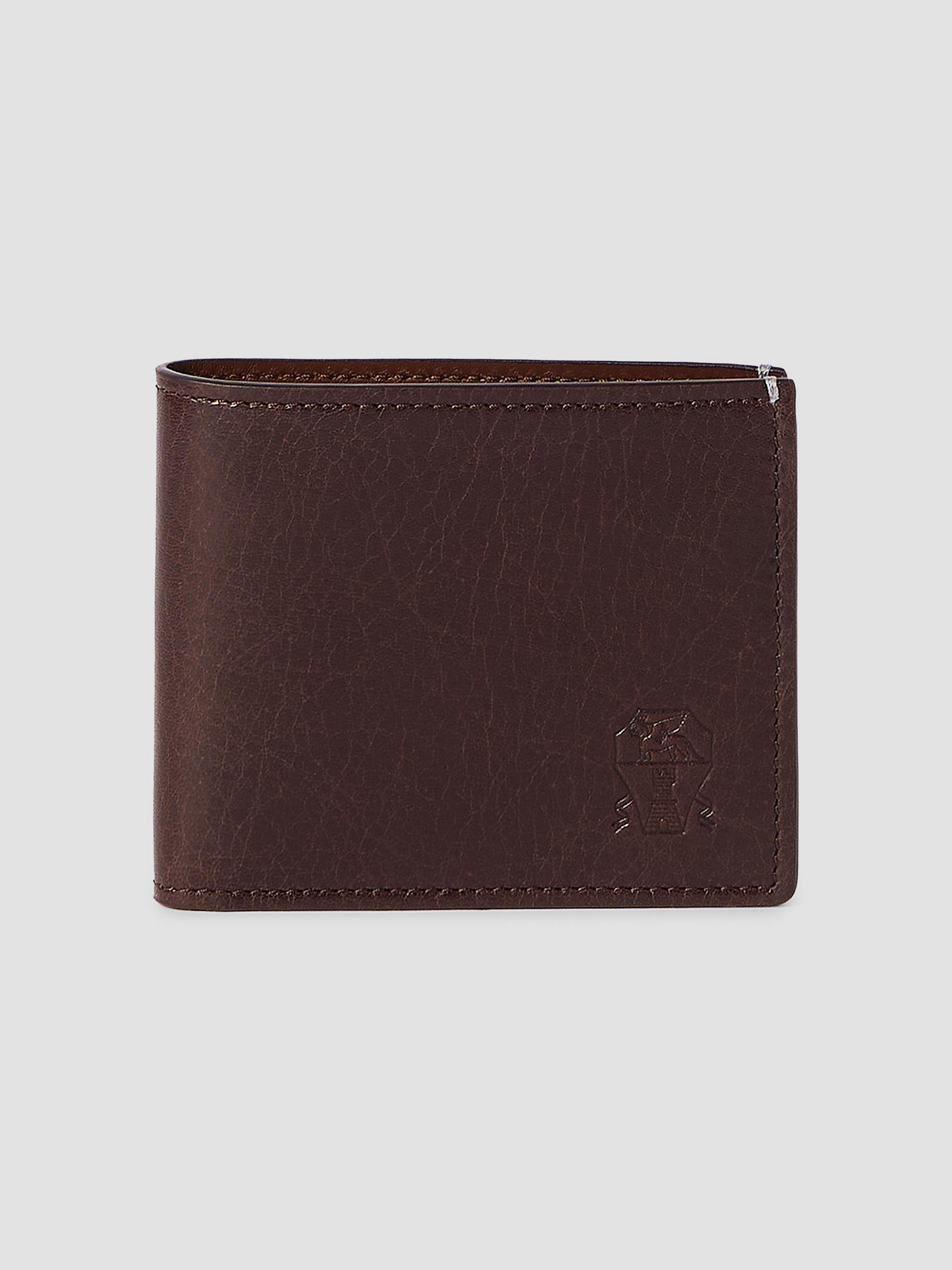 BRUNELLO CUCINELLIウイングチップレザー×キャンバス ブラウン Brunello Cucinelli Brushed Leather Wallet | Saks Fifth Avenue
