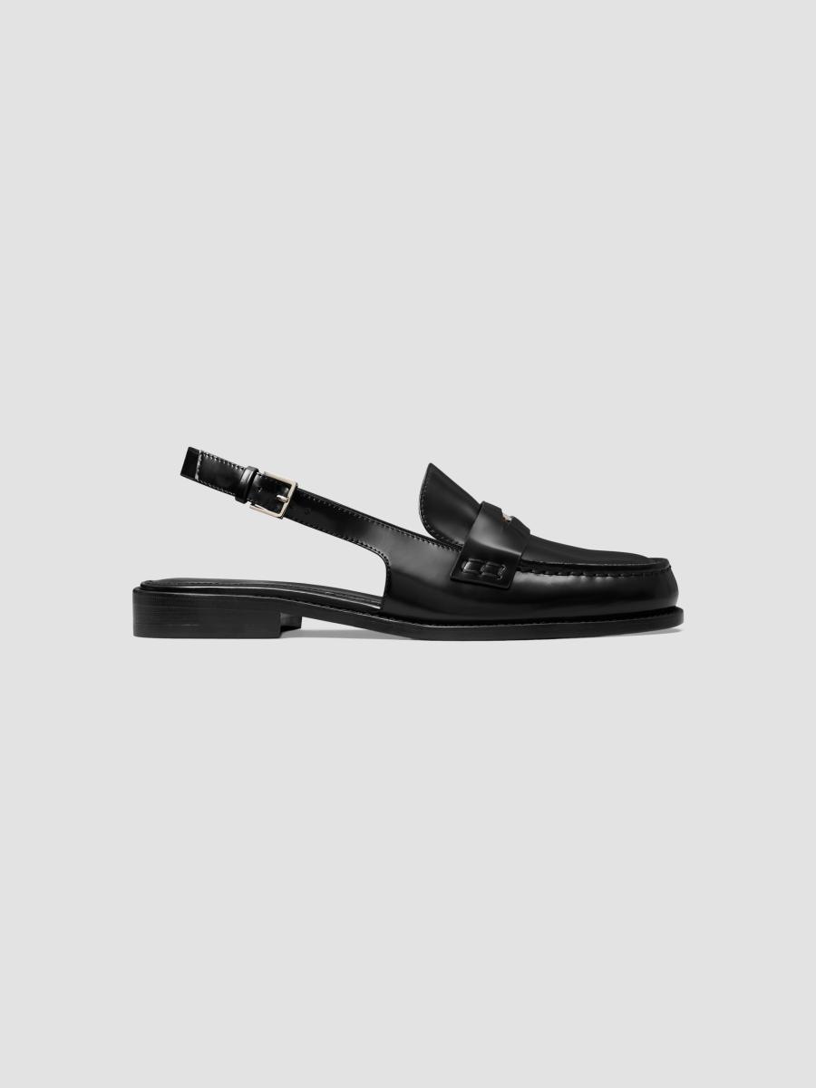 Tory Burch Women's Moc Toe Leather Slingback Penny Flats In Perfect Black