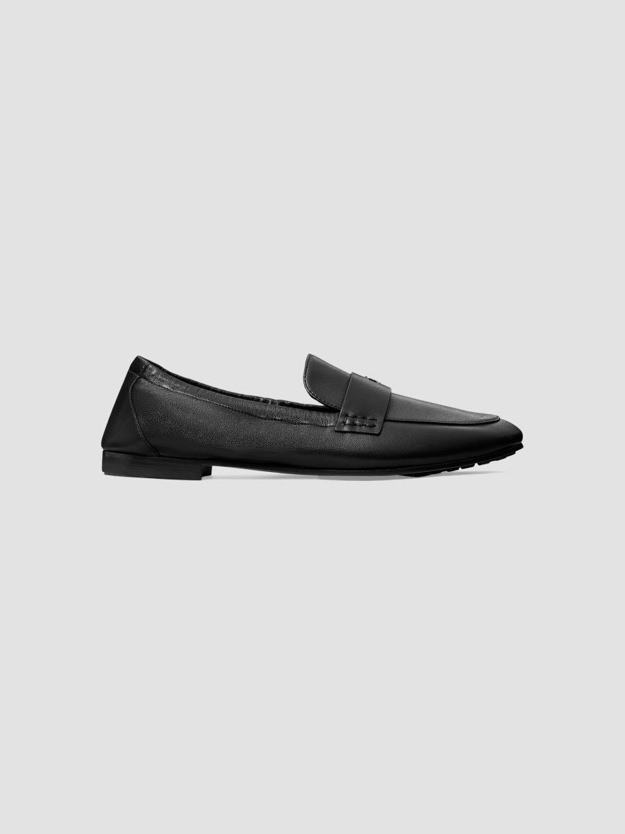 Tory Burch Women's Logo Leather Ballet Loafers In Perfect Black