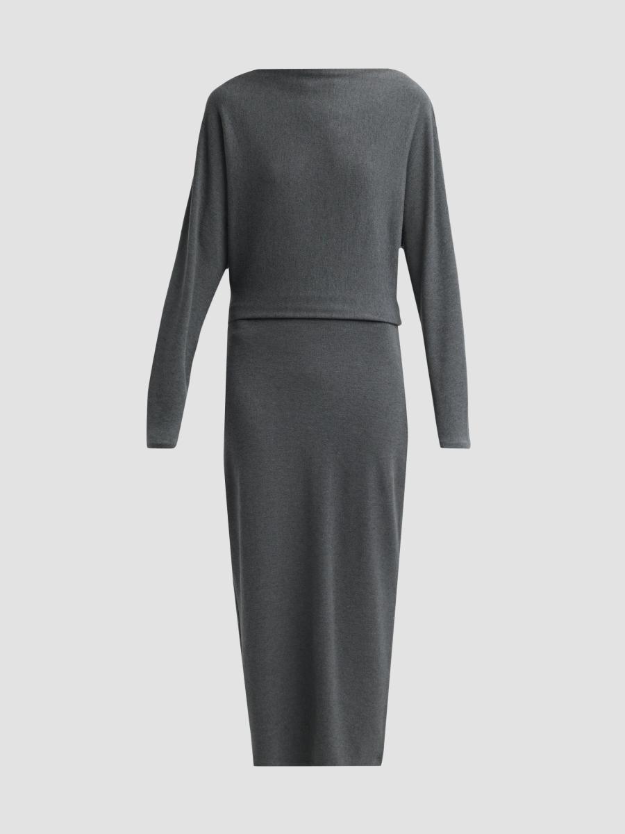 Vince Women's Knit Blouson Midi Dress In Gray