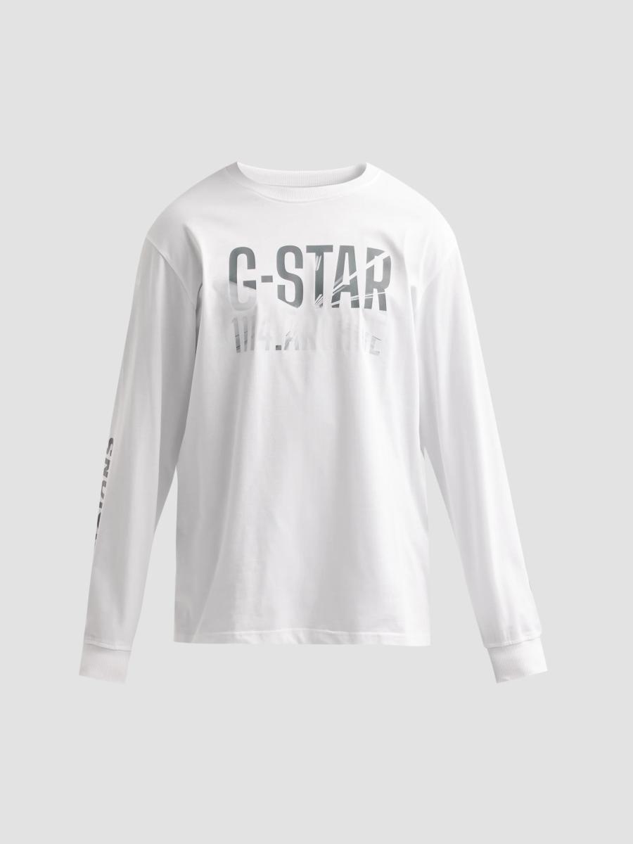 G-star Men's Photo Print Relaxed Long-sleeve T-shirt In White