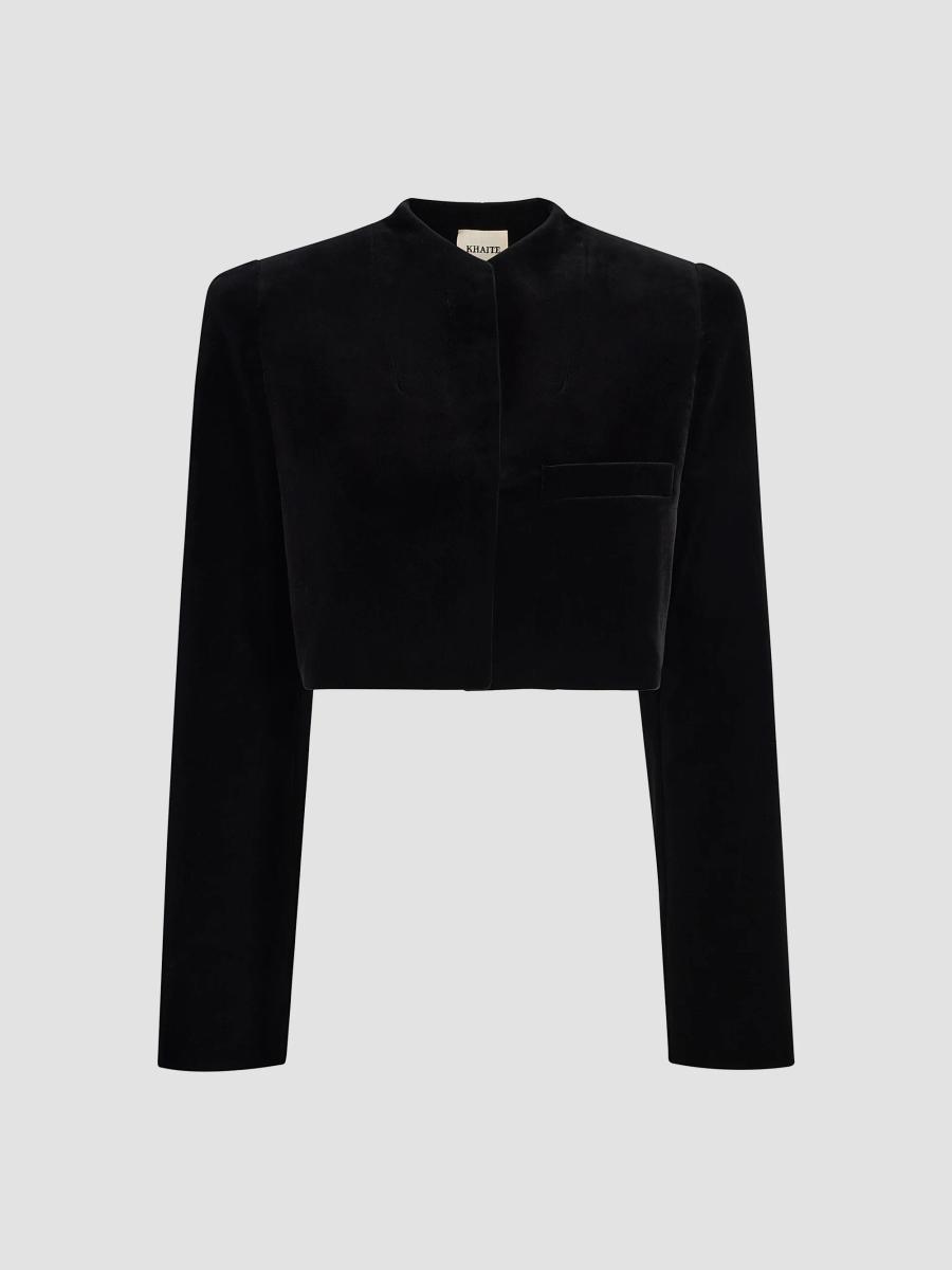 Khaite Samo Velvet Stretch-Cotton Jacket | Saks Fifth Avenue