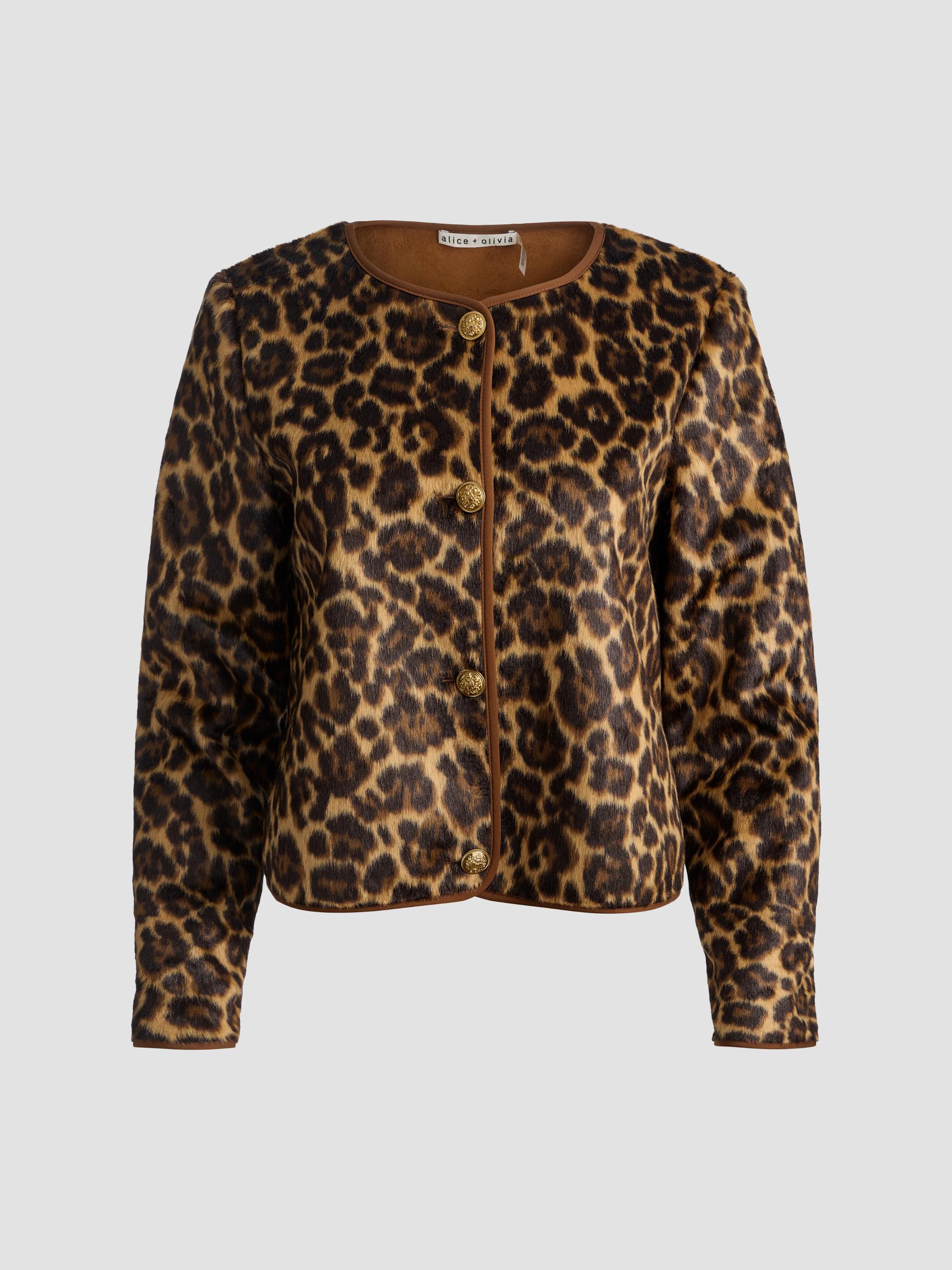 ALICE + OLIVIA Alma Leopard Print Faux-Fur Cardigan | Saks Fifth