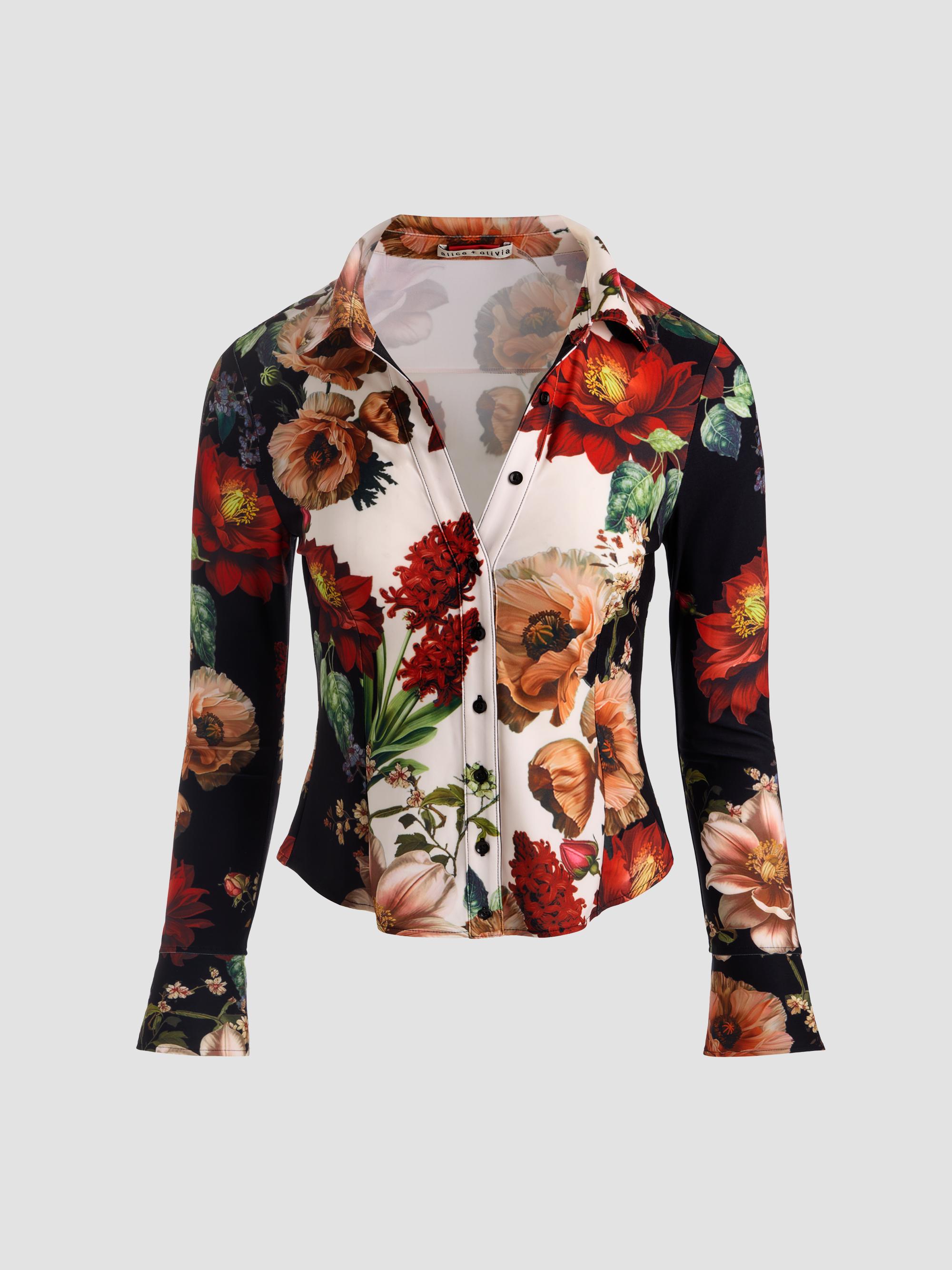 ALICE + OLIVIA Freya Printed Top | Saks Fifth Avenue