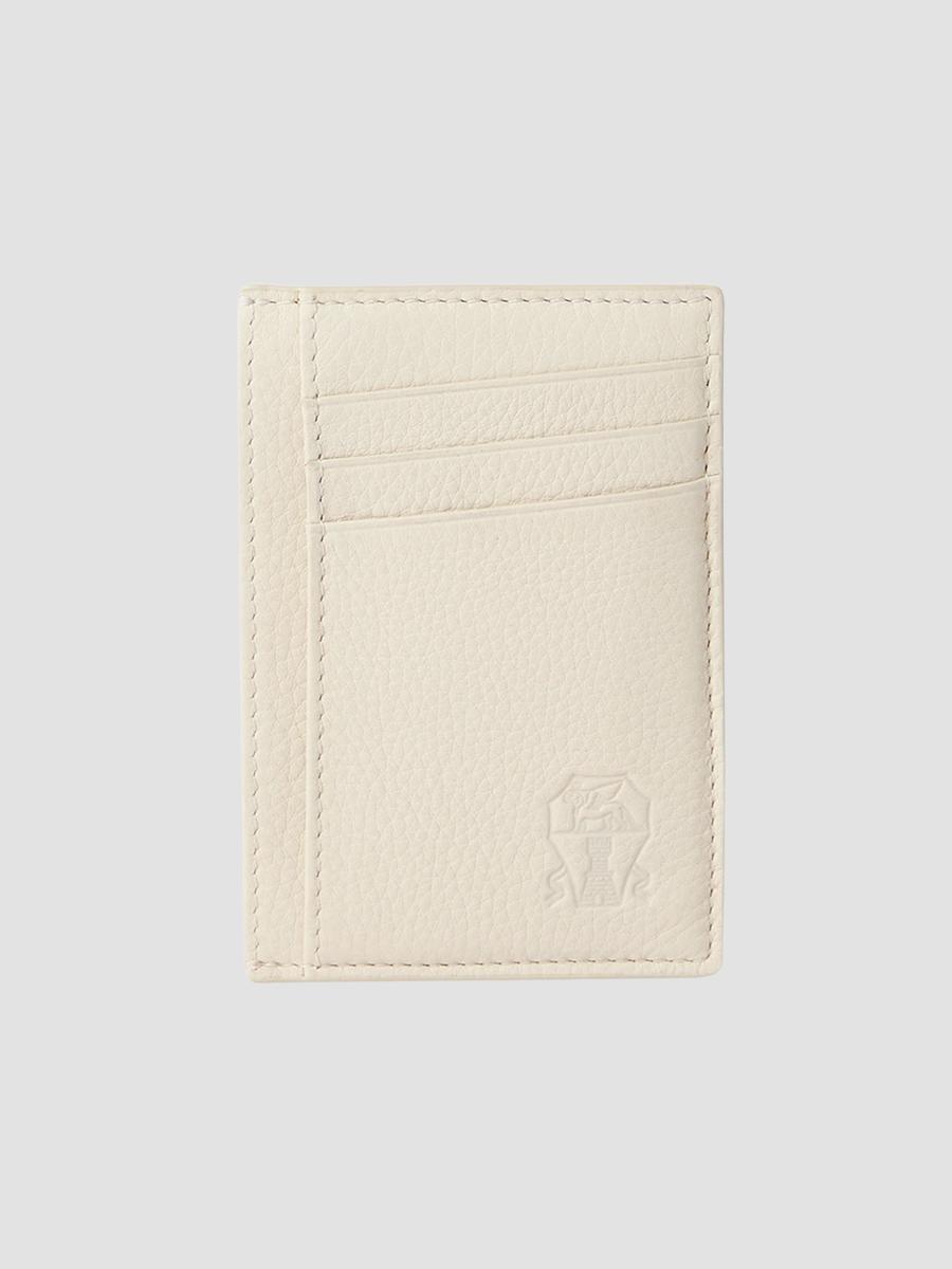 Brunello Cucinelli Men's Fine Grain Calfskin Card Holder In Chalk