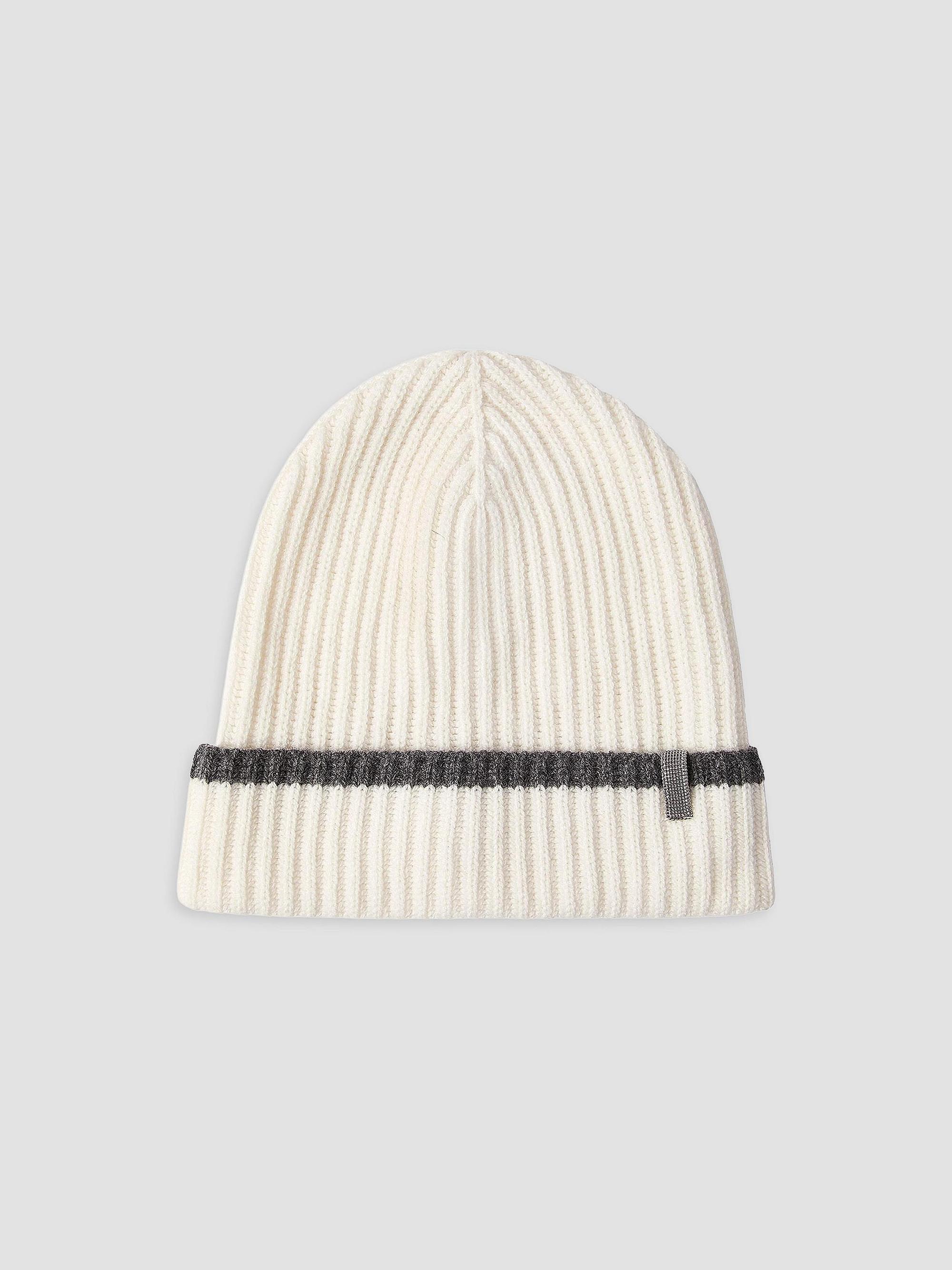 Brunello Cucinelli Women's Cashmere English Rib Knit Beanie with Monili - Panama - Size Small