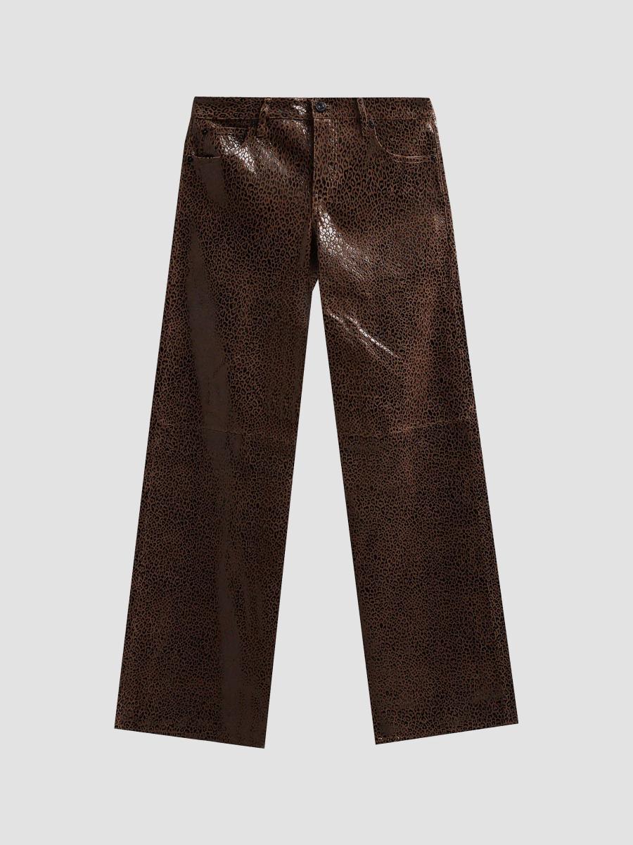 Frame Women's The Suede Gray Pants In Glossy Leopard