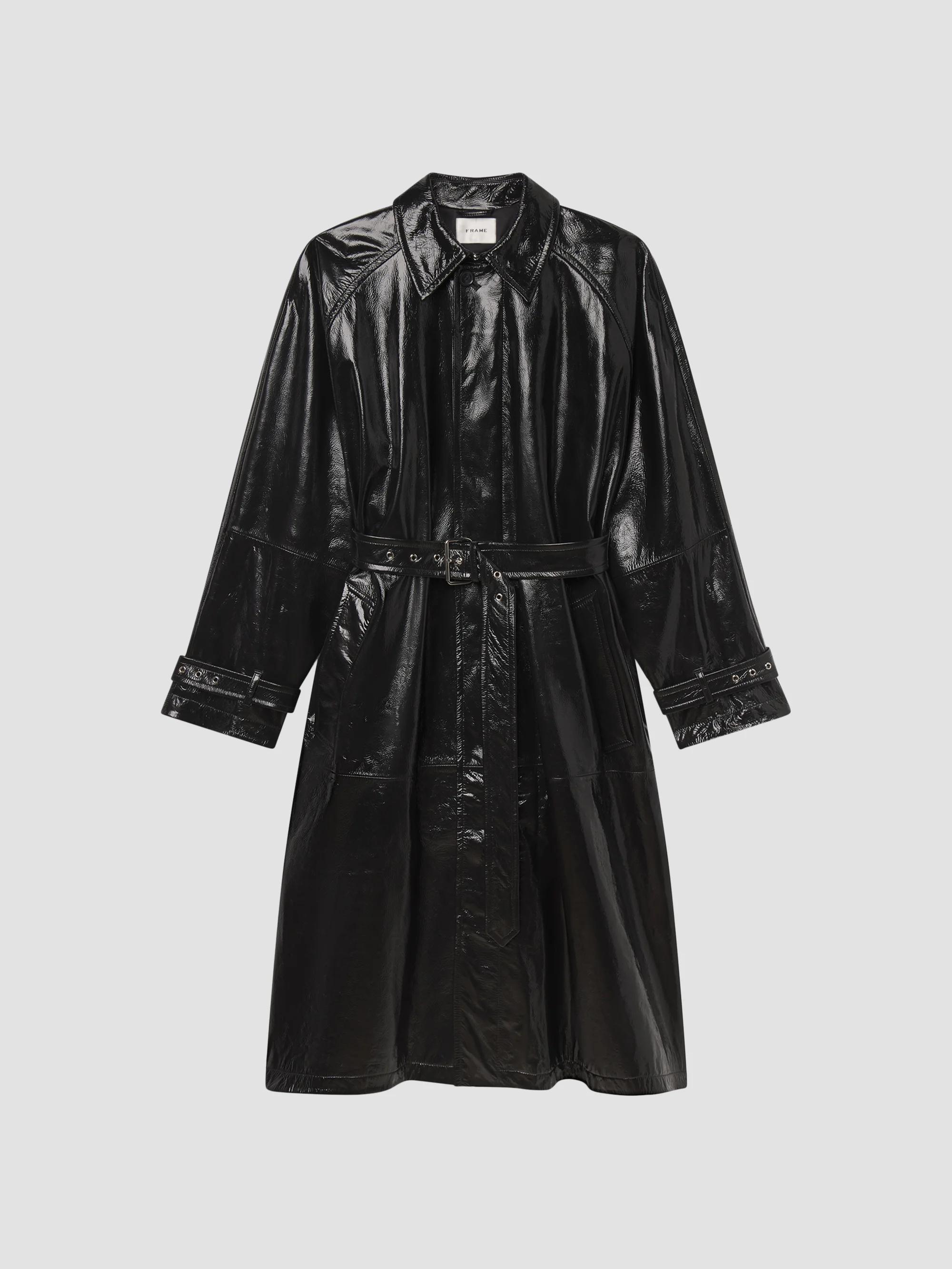 Mackage Gael Croc-Embossed Leather Double-Breasted Trench Coat