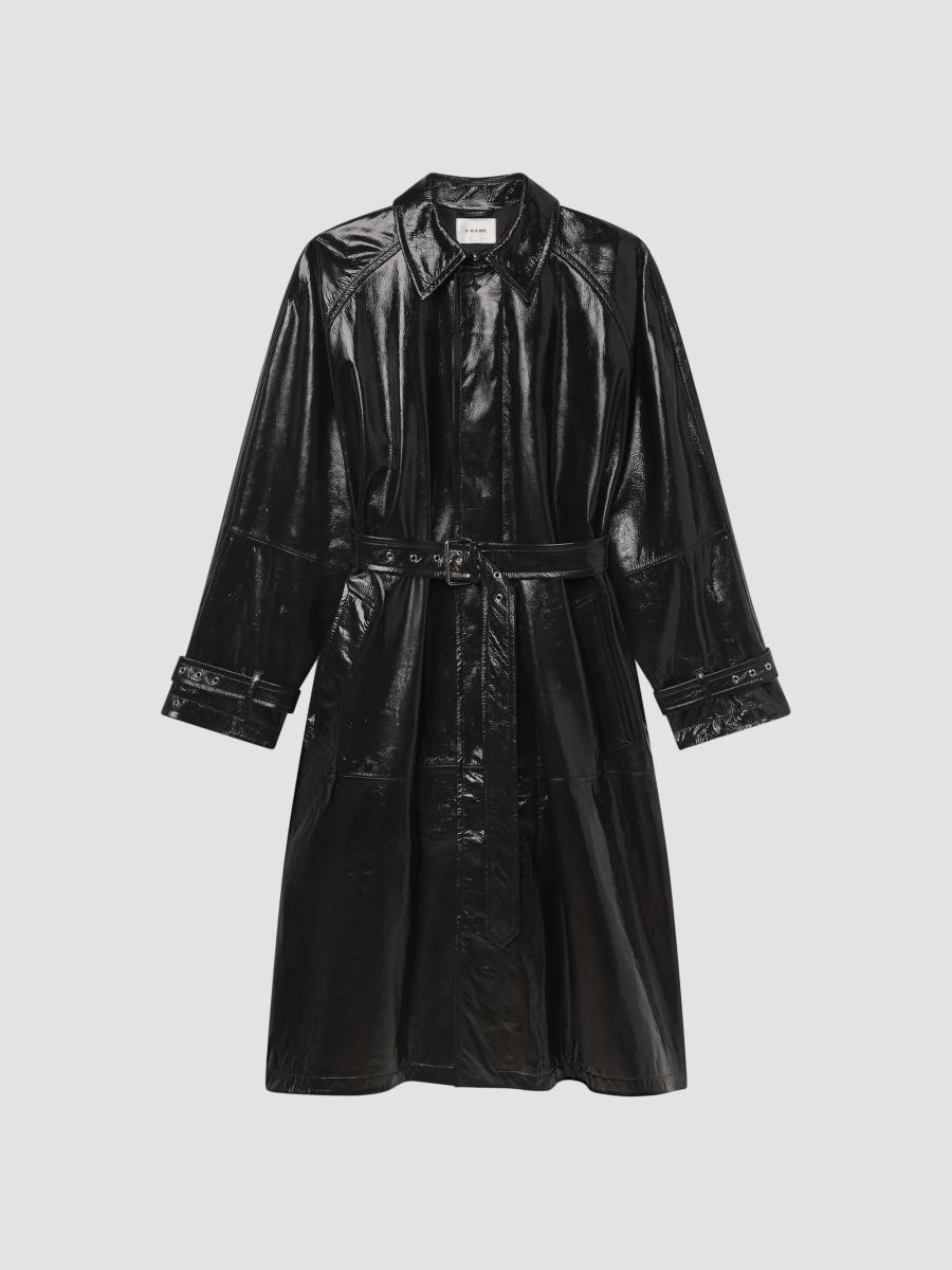 Frame Women's The Mac Patent Leather Coat In Black