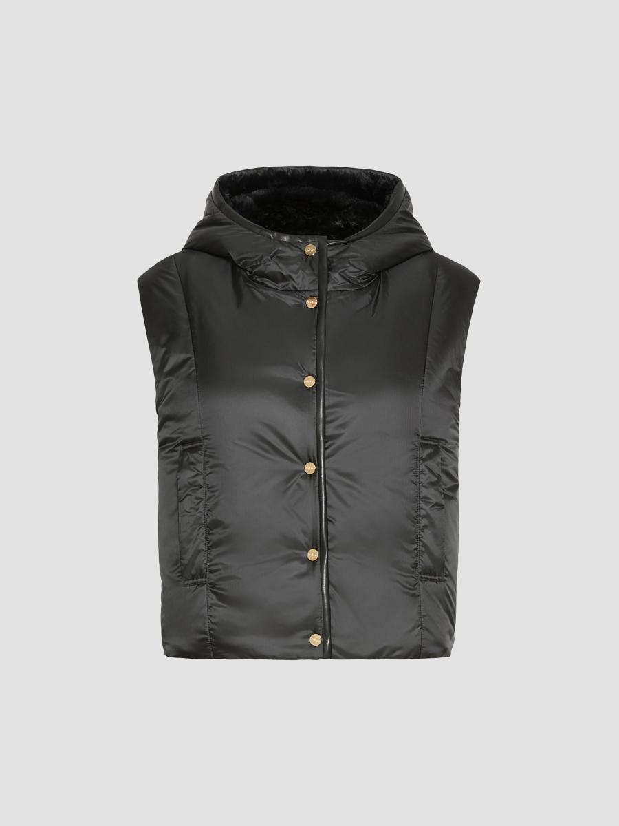 Max Mara Women's Reversible Gilet In Water Repellent Plain Weave Fabric In Black