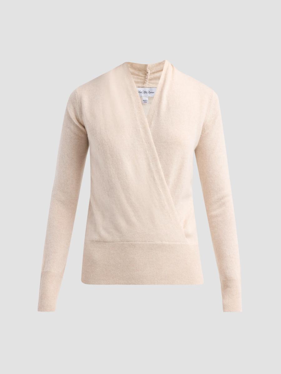 Sofia Cashmere Women's Private Label Cashmere Modern Faux-wrap Sweater In Oat