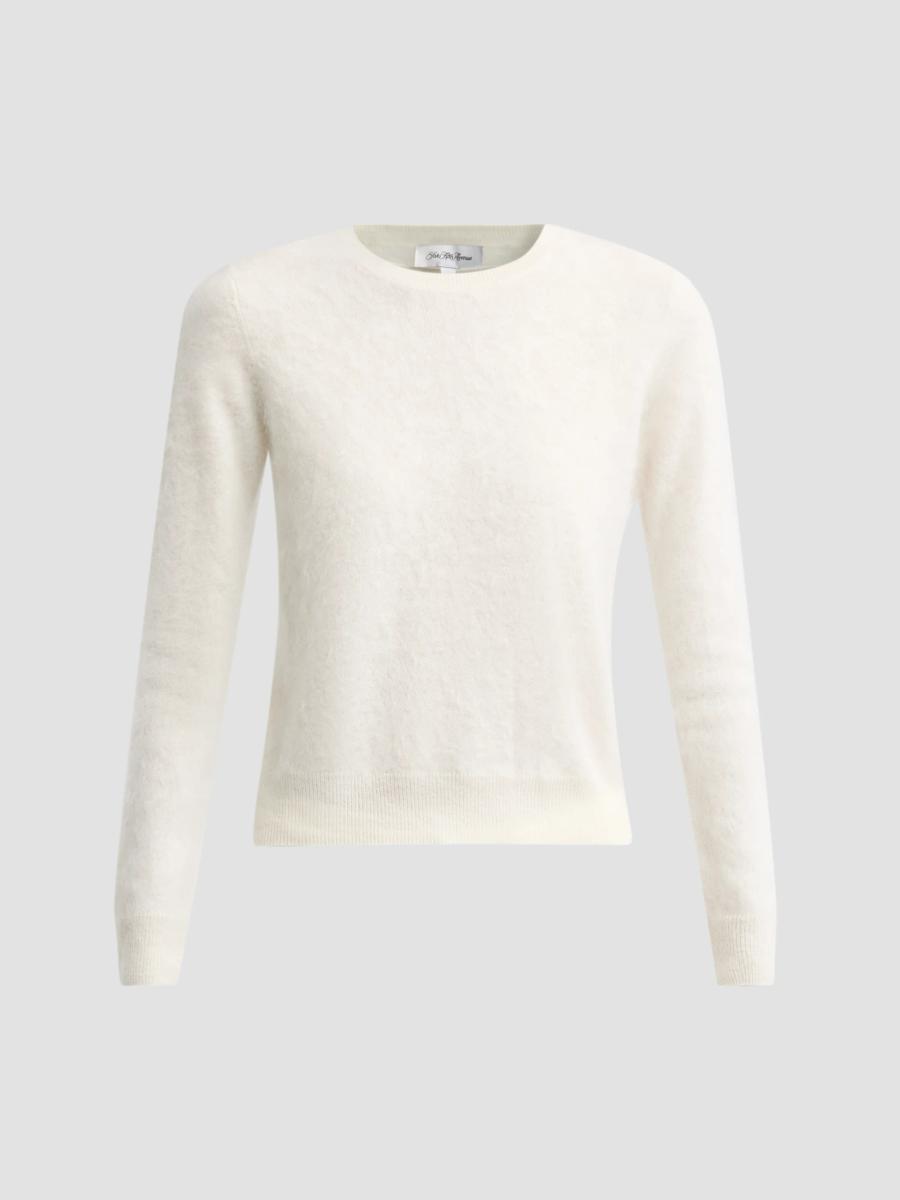 Sofia Cashmere Women's Private Label Crewneck Brushed Cashmere-jersey Sweater In Ivory