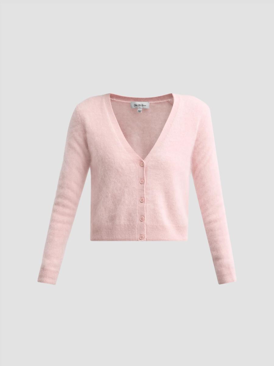 Sofia Cashmere Women's Private Label Brushed Cashmere Crop Cardigan In Blush Pink