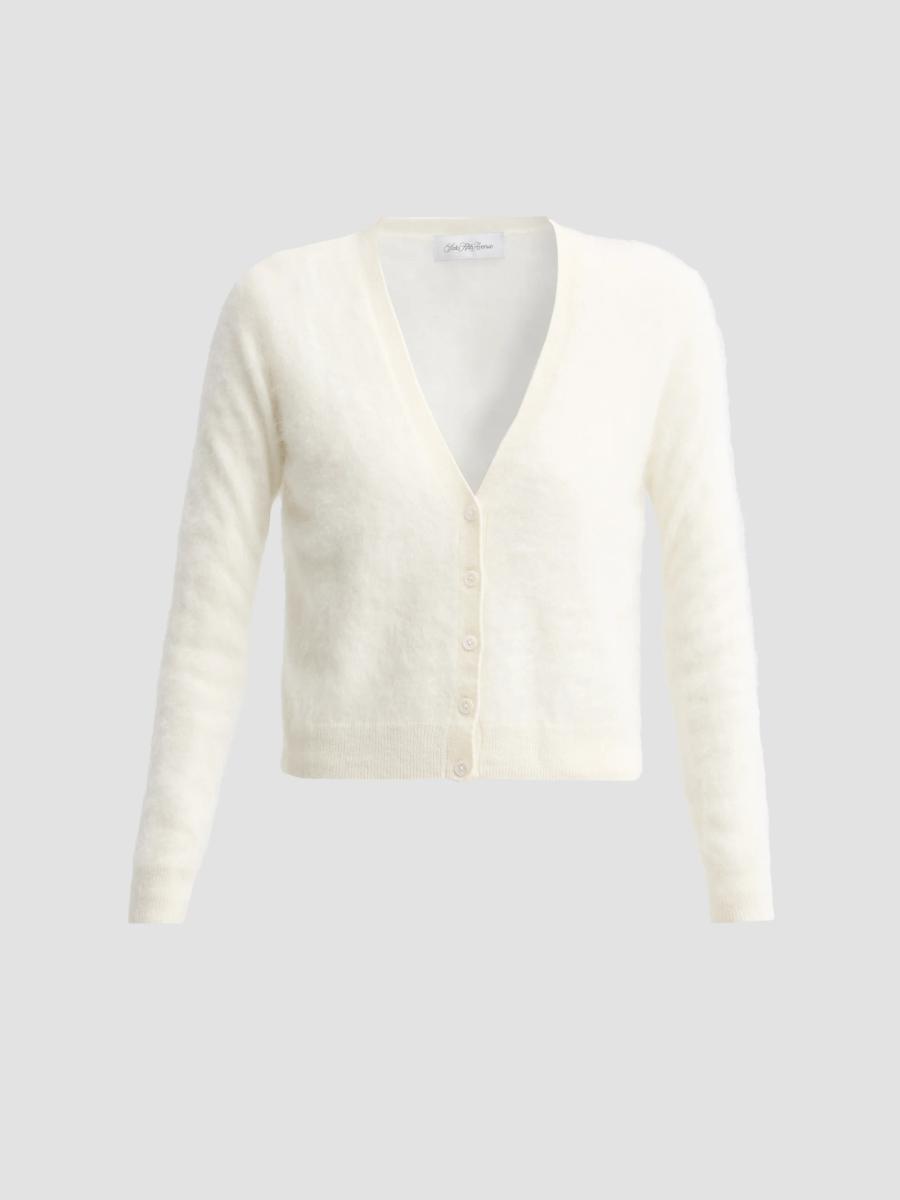 Sofia Cashmere Women's Private Label Brushed Cashmere Crop Cardigan In Ivory