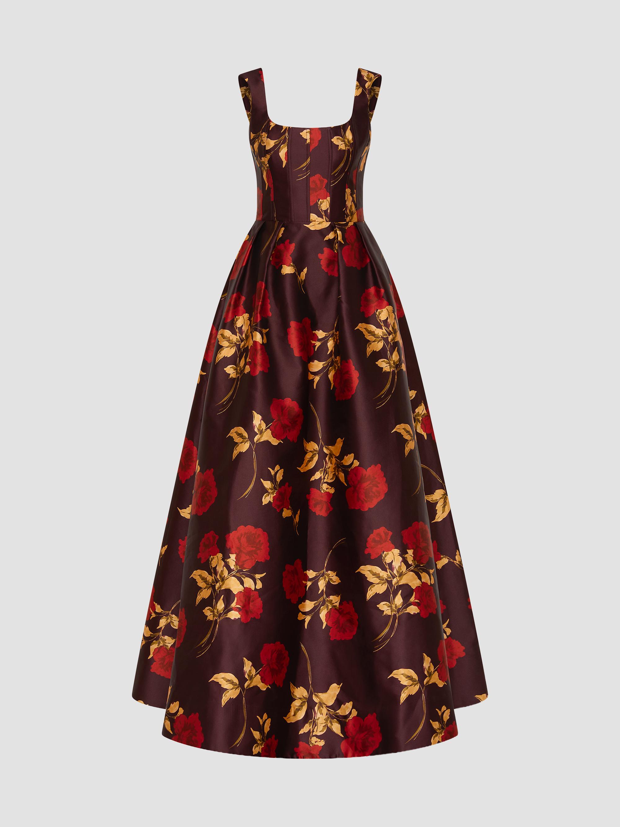 Markarian Rousseau Floral Brocade Midi Dress
