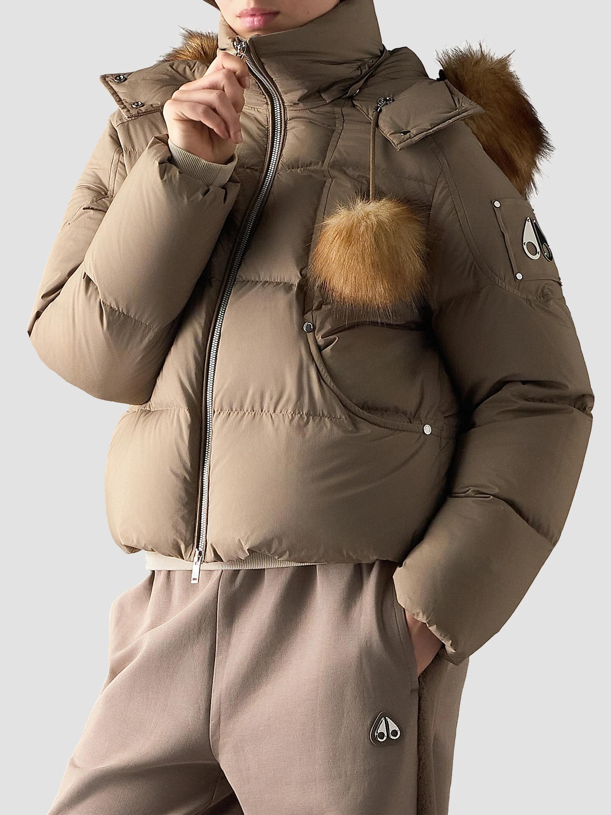 Moose Knuckles Women's Everest Down Puffer Bomber Jacket - Ashen - Size Small