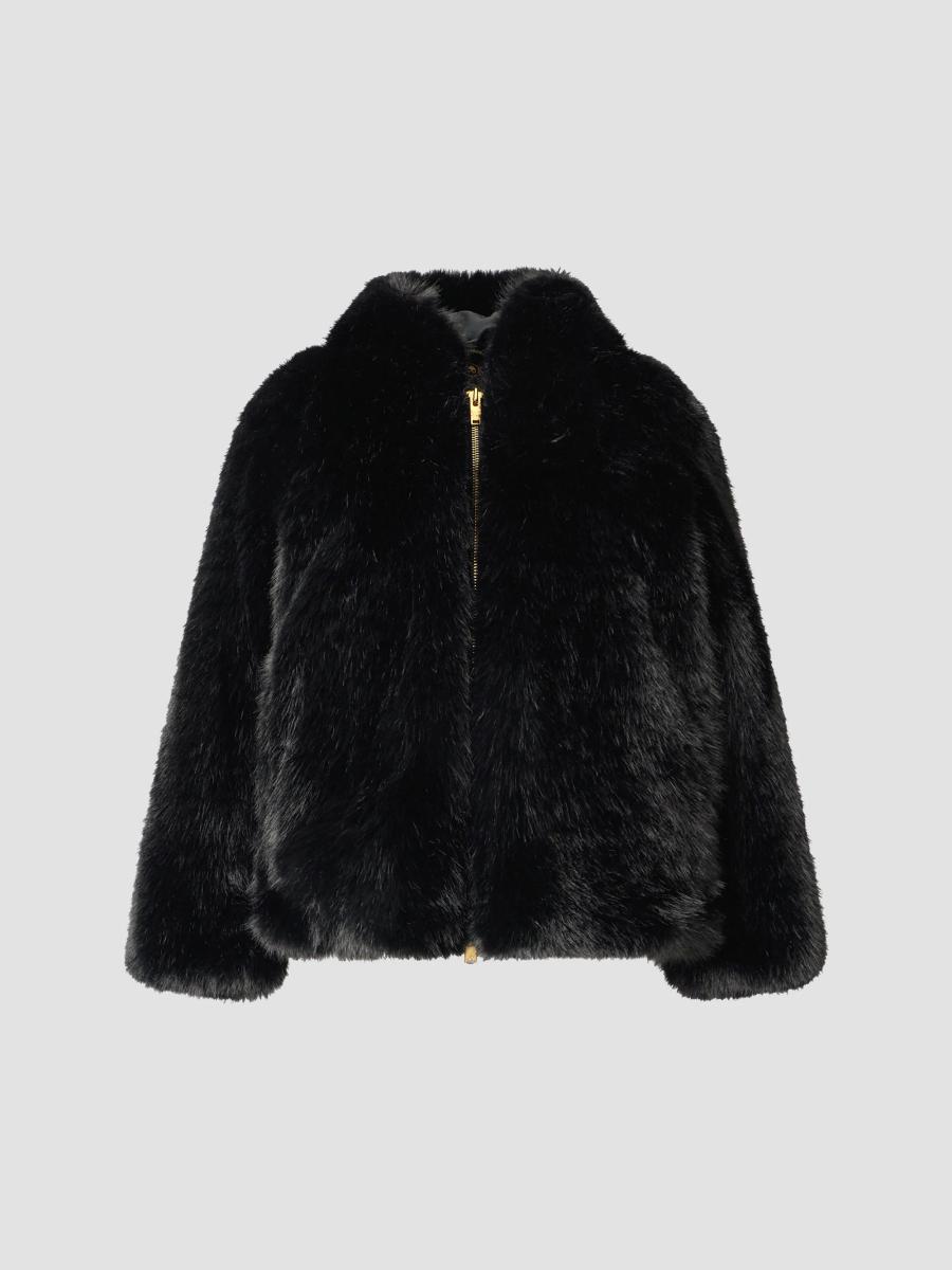 Moose Knuckles Women's Bunny Ember Faux Fur Jacket In Black