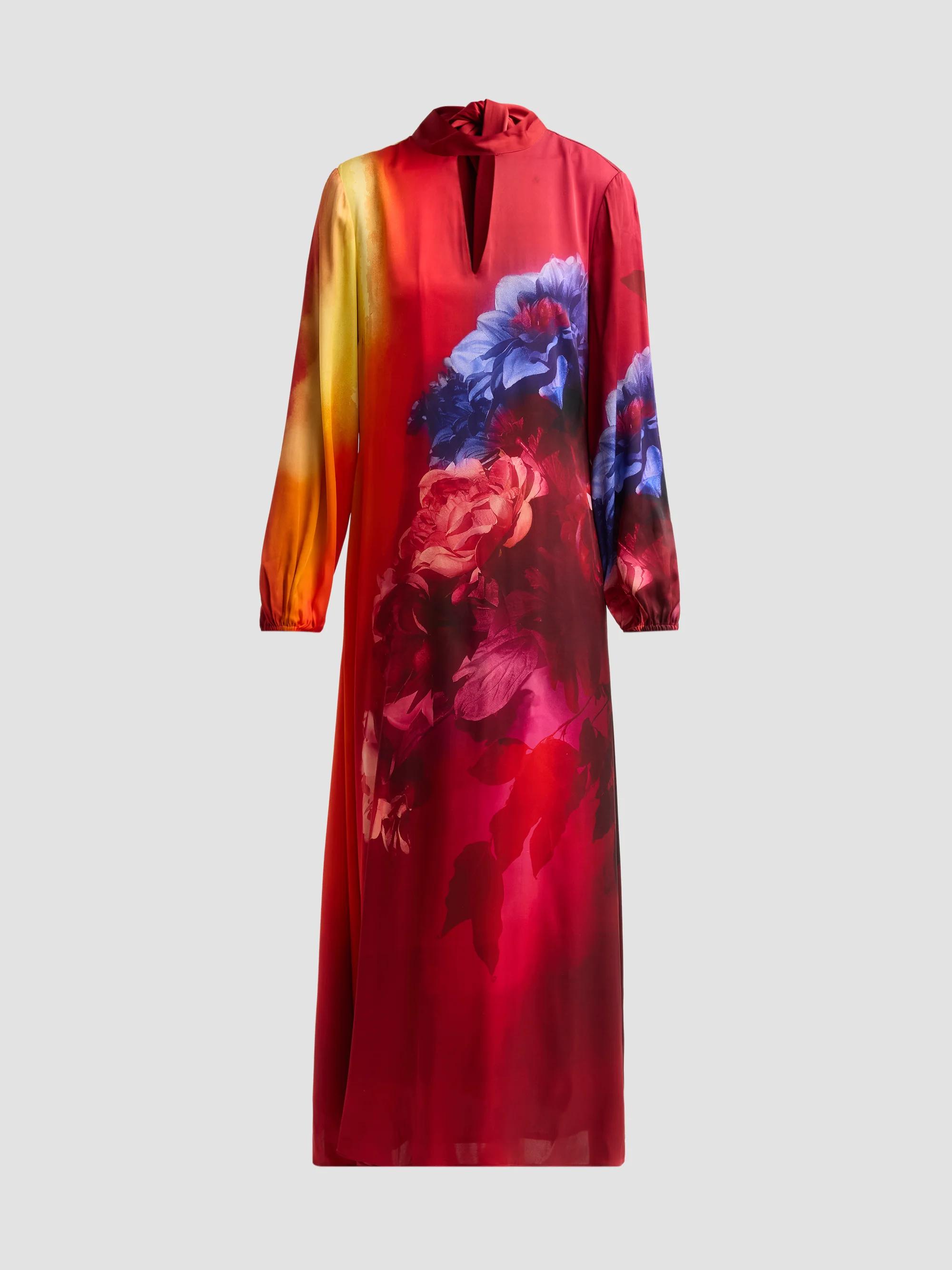 Elie Tahari Women's Alana Floral Silk-Blend Maxi Dress - Burning Love Print - Size Large