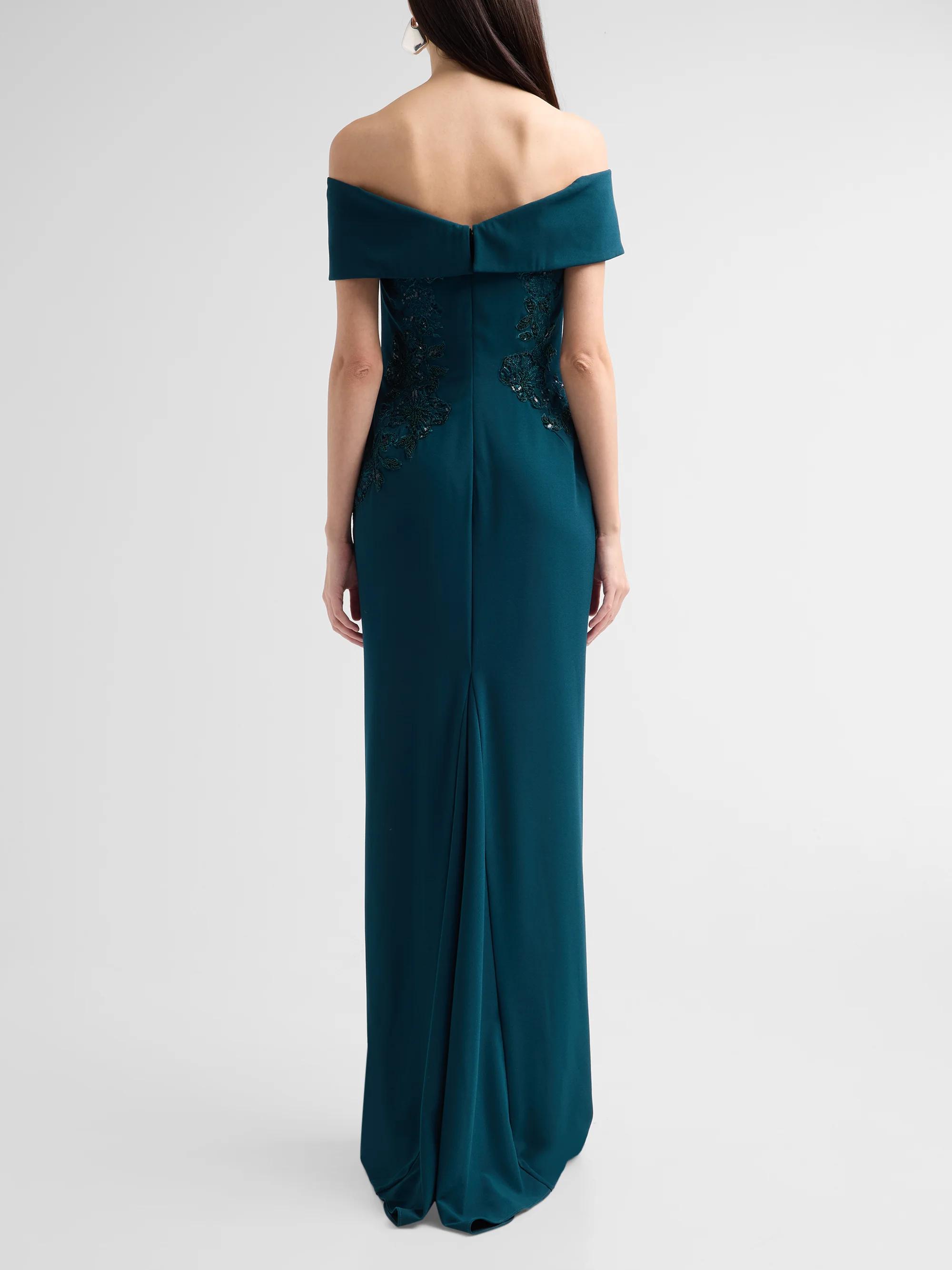 Rene Ruiz Collection Embroidered Off-the-Shoulder Column Gown | Saks ...