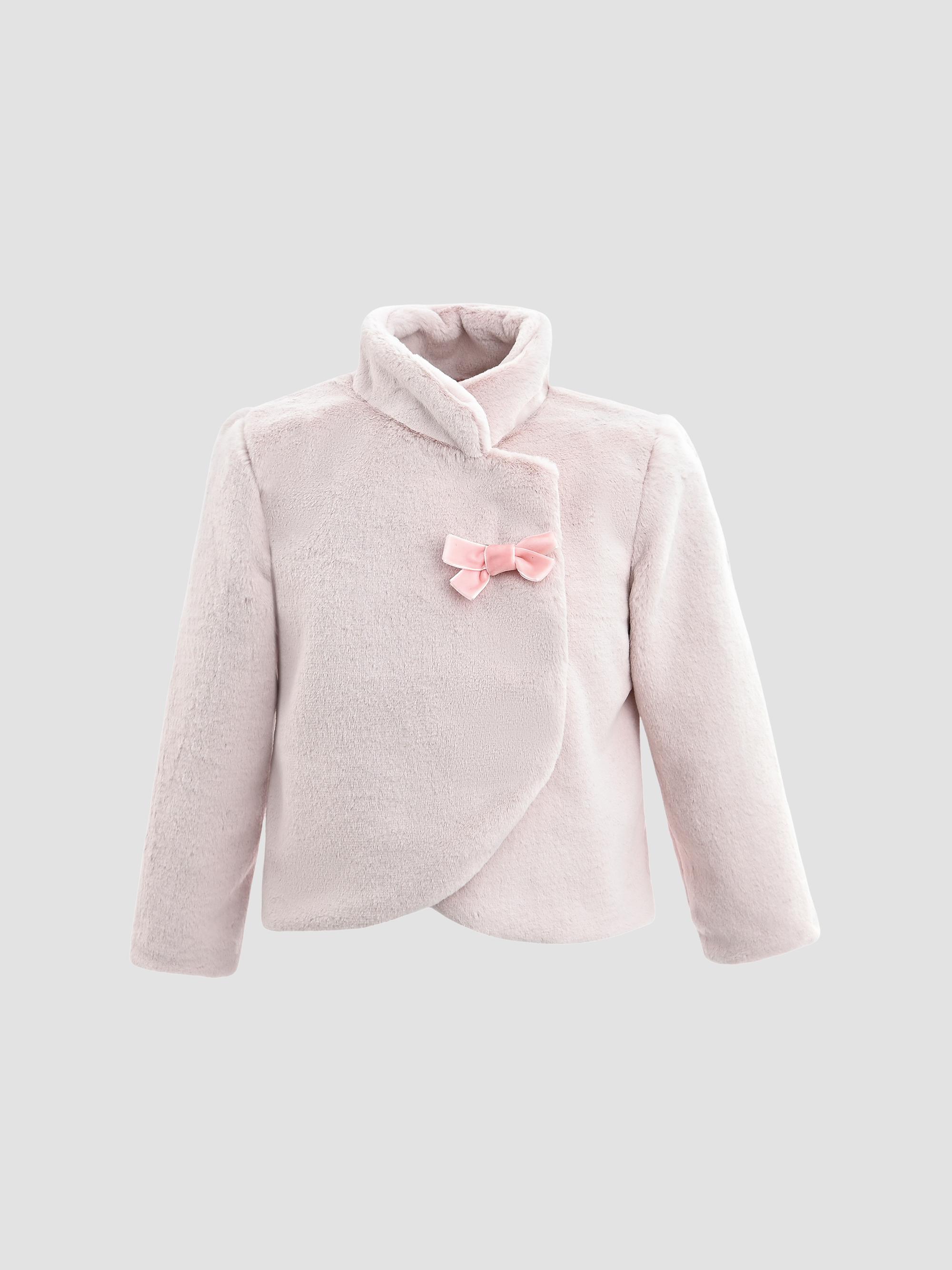Tulleen Baby Girl's Plush Asymmetrical Coat - Pink | Thumbnail 5