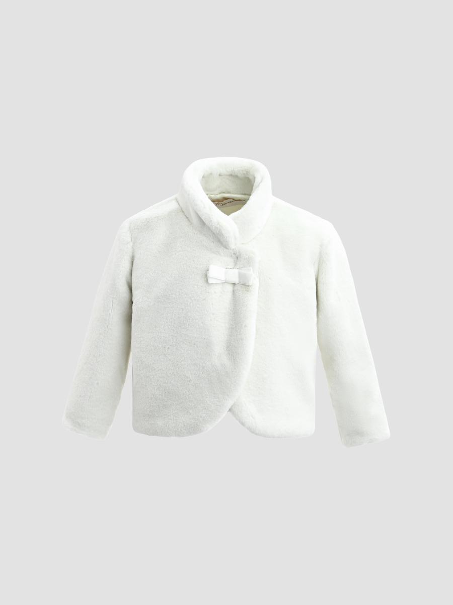 Tulleen Baby Girl's Plush Asymmetrical Coat In Ivory