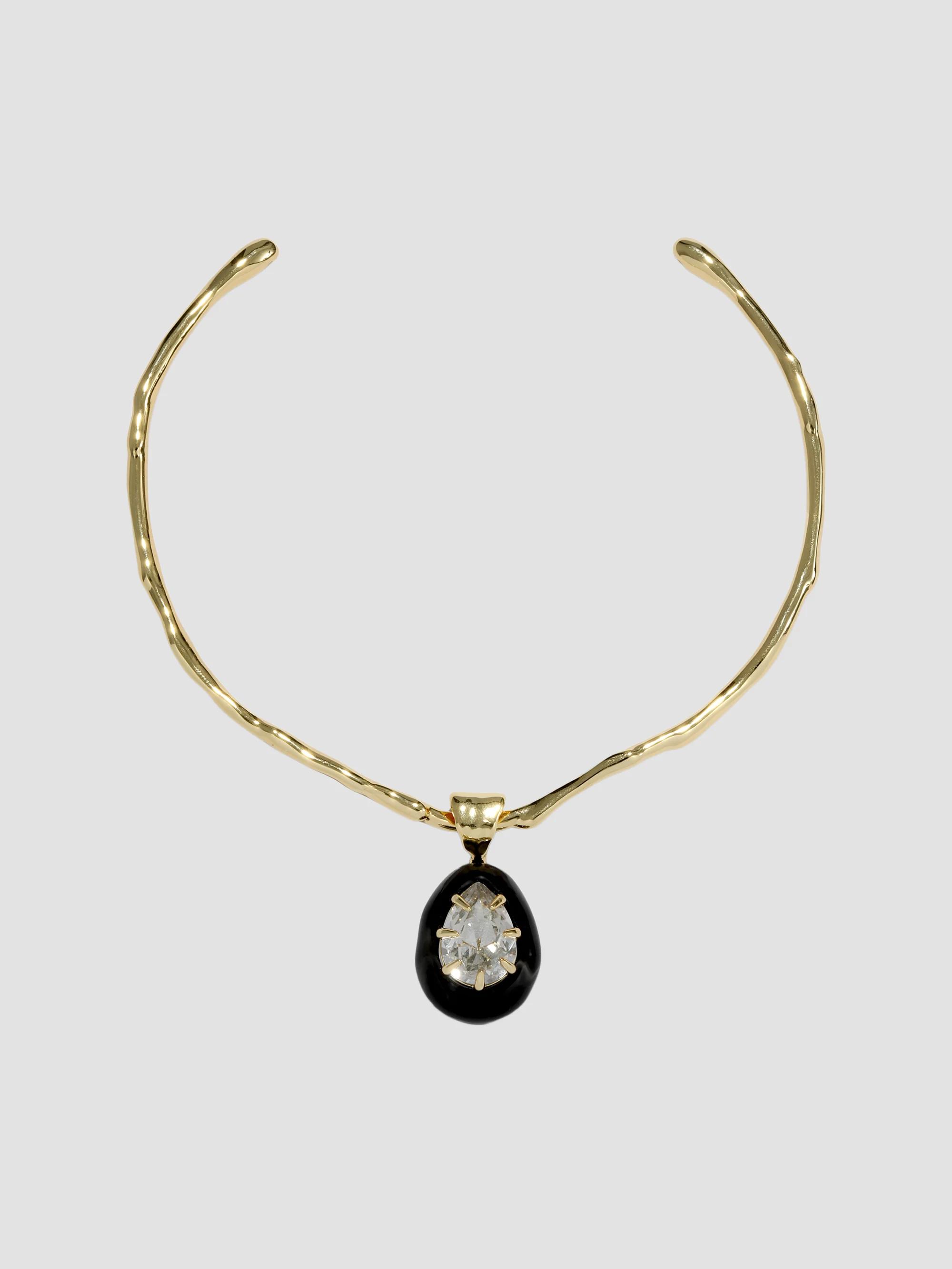 Alexis Bittar Women's Bonbon 14K-Gold-Plated, Lucite & Crystal Teardrop Collar Necklace - Onyx