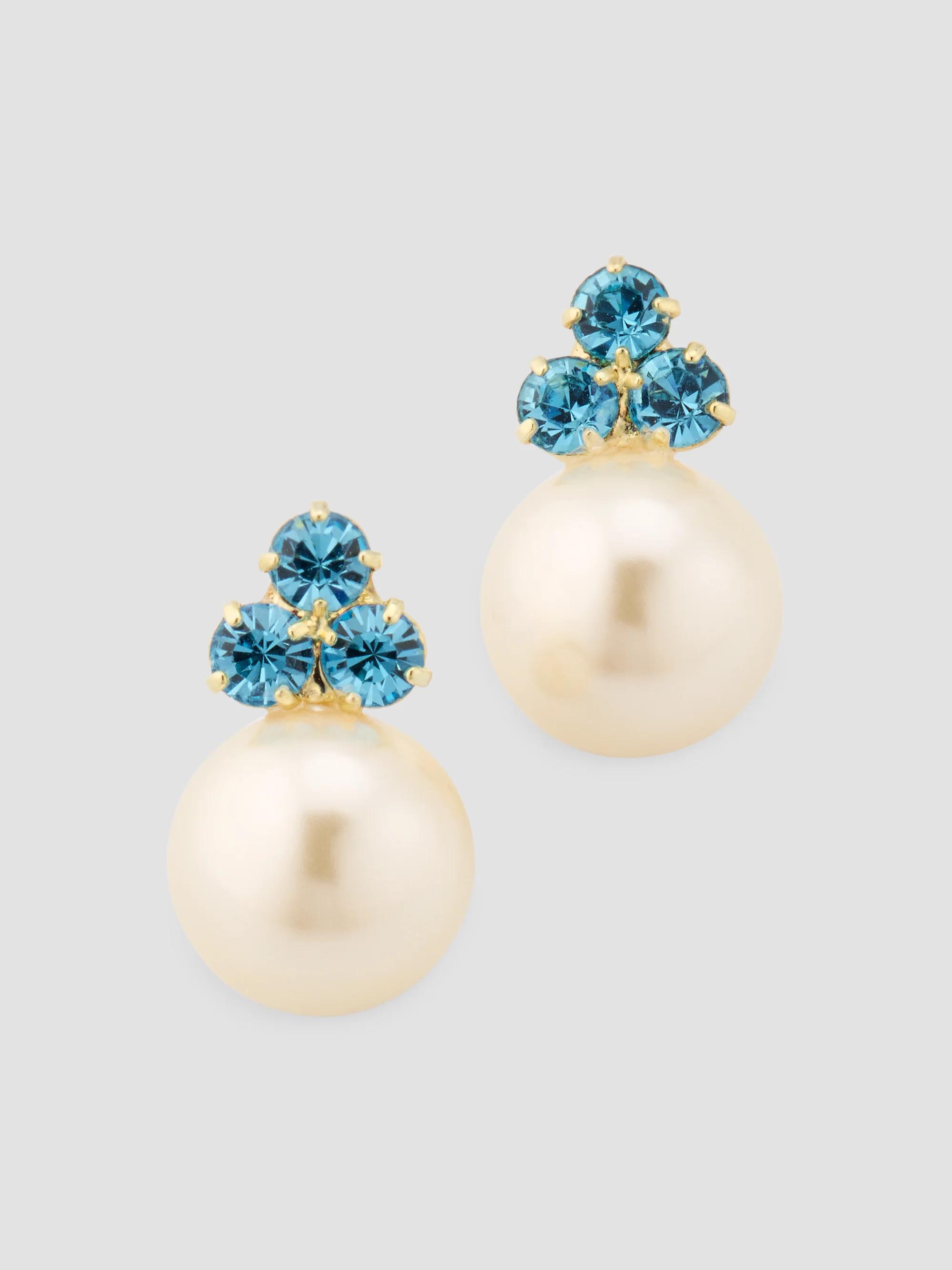 Belen 18K-Gold-Plated, Austrian Crystal & Imitation Pearl Stud Earrings