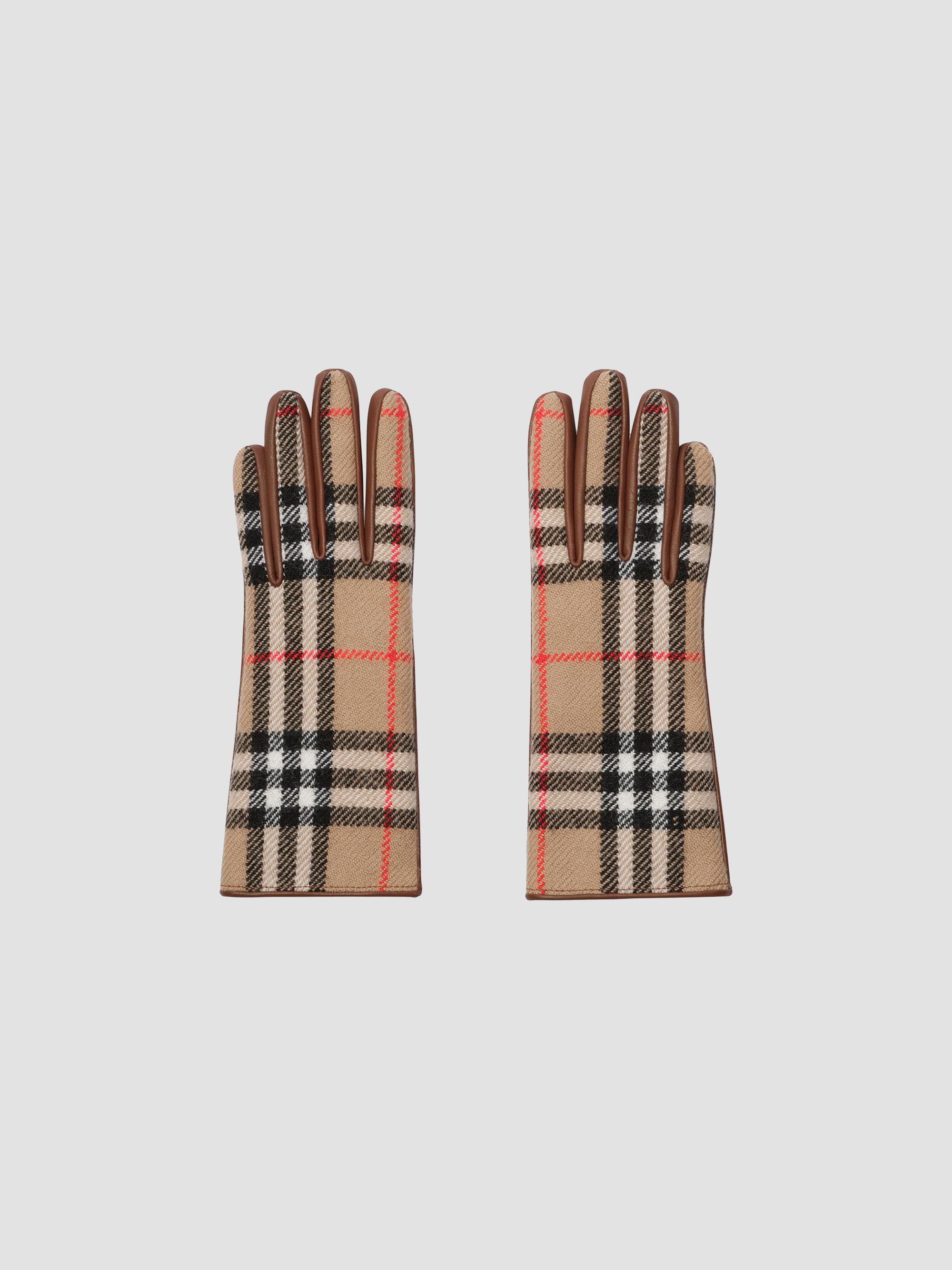 Burberry Check Wool & Leather Gloves | Saks Fifth Avenue